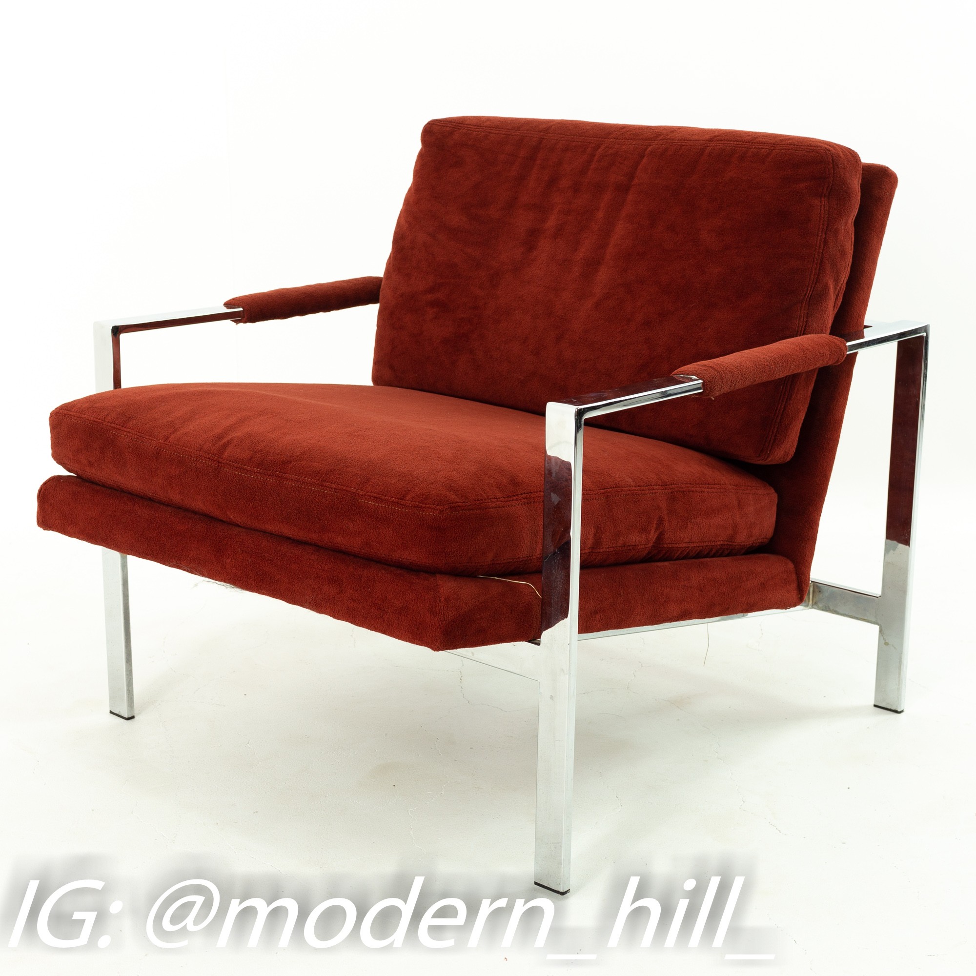 Patrician Furniture Company Milo Baughman Style Mid Century Chrome Lounge Chair
