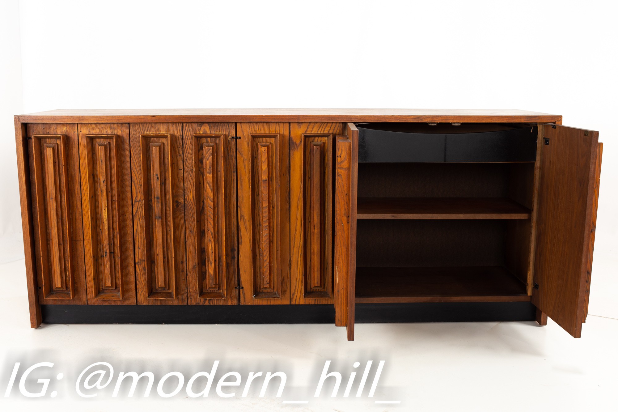Dillingham Mid-century Pecky Cypress and Walnut Sideboard-credenza-buffet