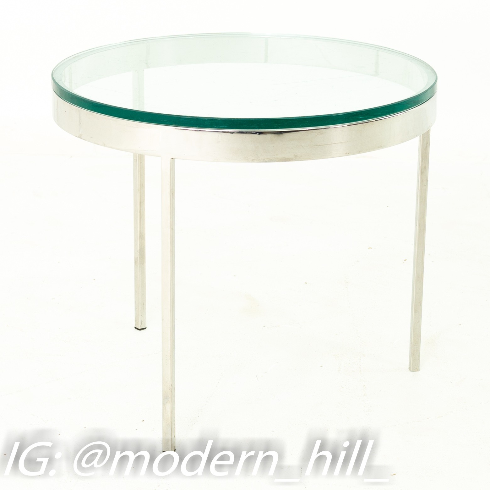 Milo Baughman Style Mid Century Glass and Chrome Side End Table