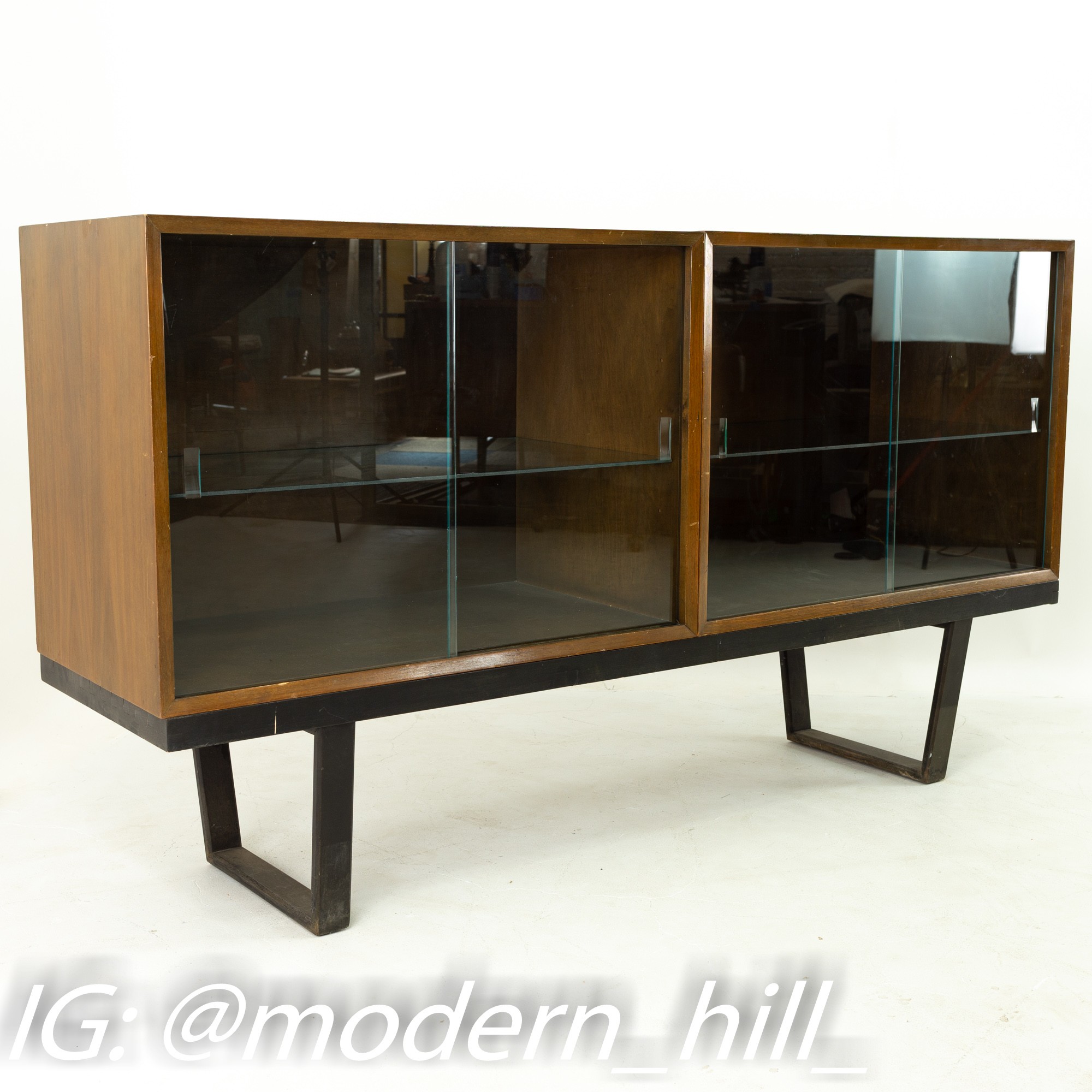 George Nelson for Herman Miller Mid Century Walnut Bookcase Hutch on Bench