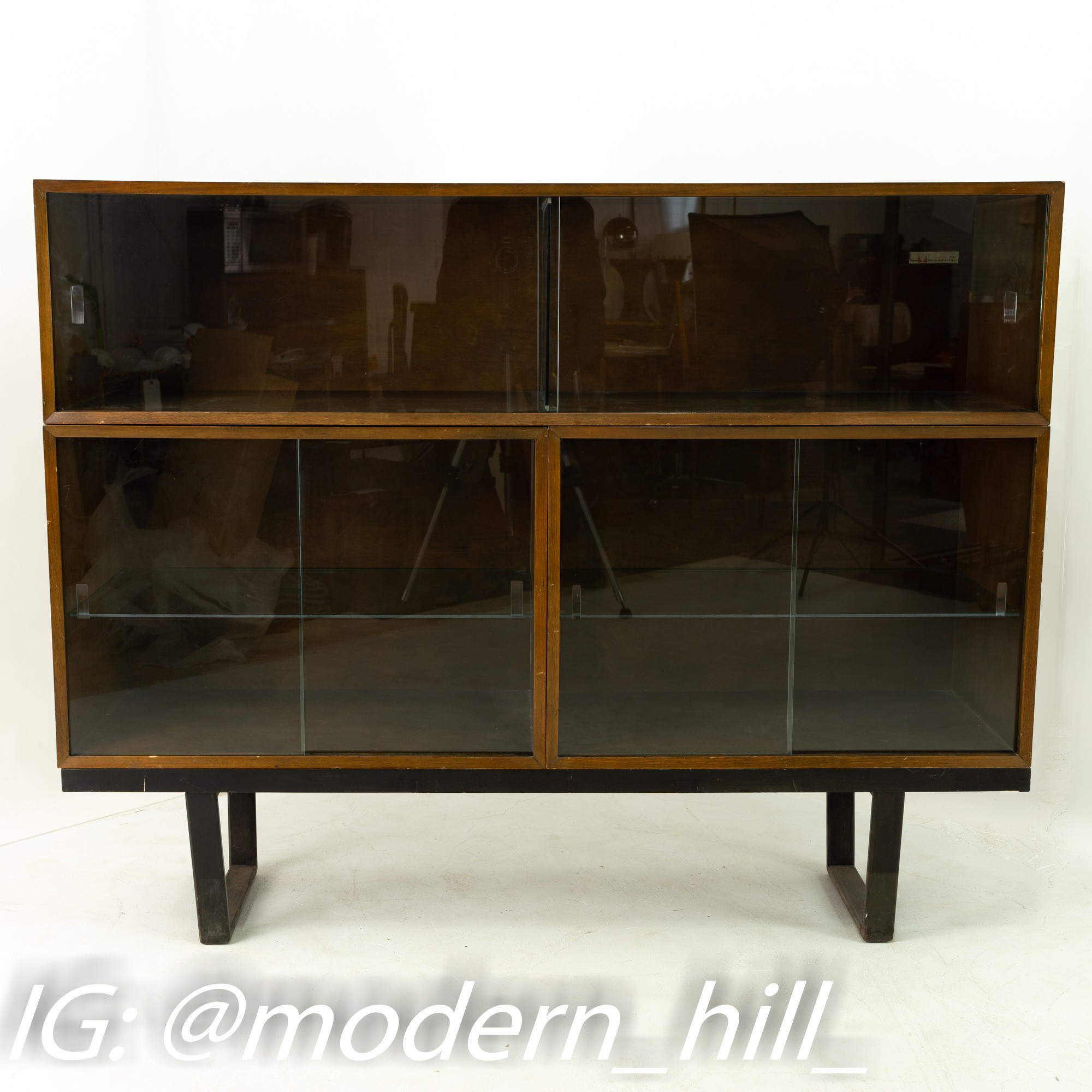 George Nelson for Herman Miller Mid Century Walnut Bookcase Hutch on Bench