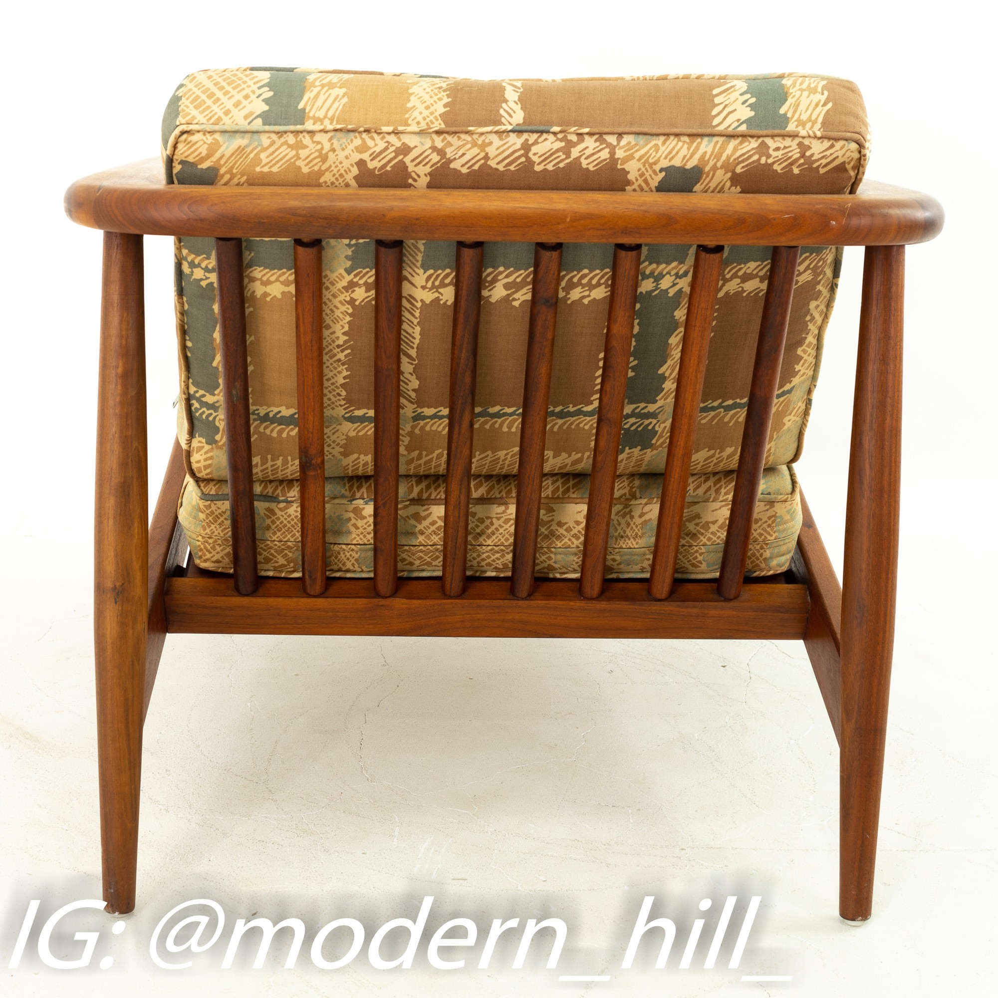 Milo Baughman Style Mid Century Curved Back Walnut Lounge Chair