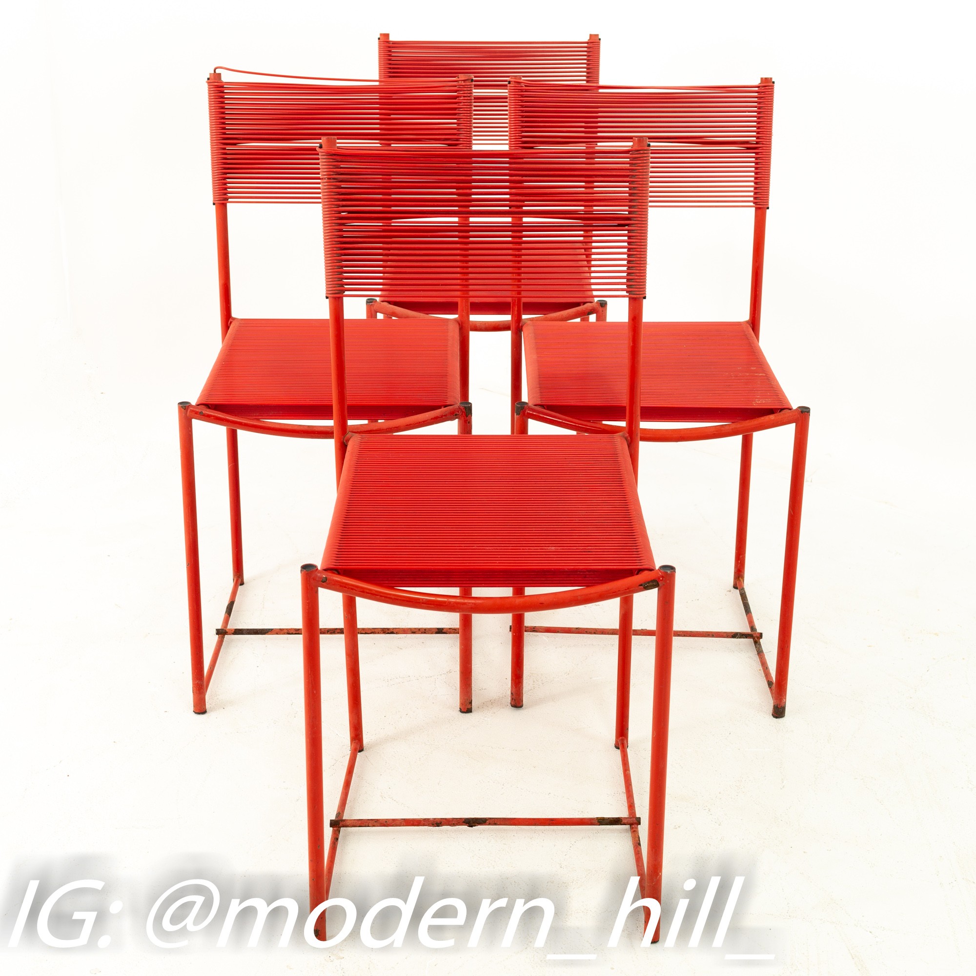 Images | Mid Century Modern Furniture - Mid Century Furniture Chicago Giandomenico Belotti for Alias Mid Century Red Spaghetti Dining Chairs - Set of 4