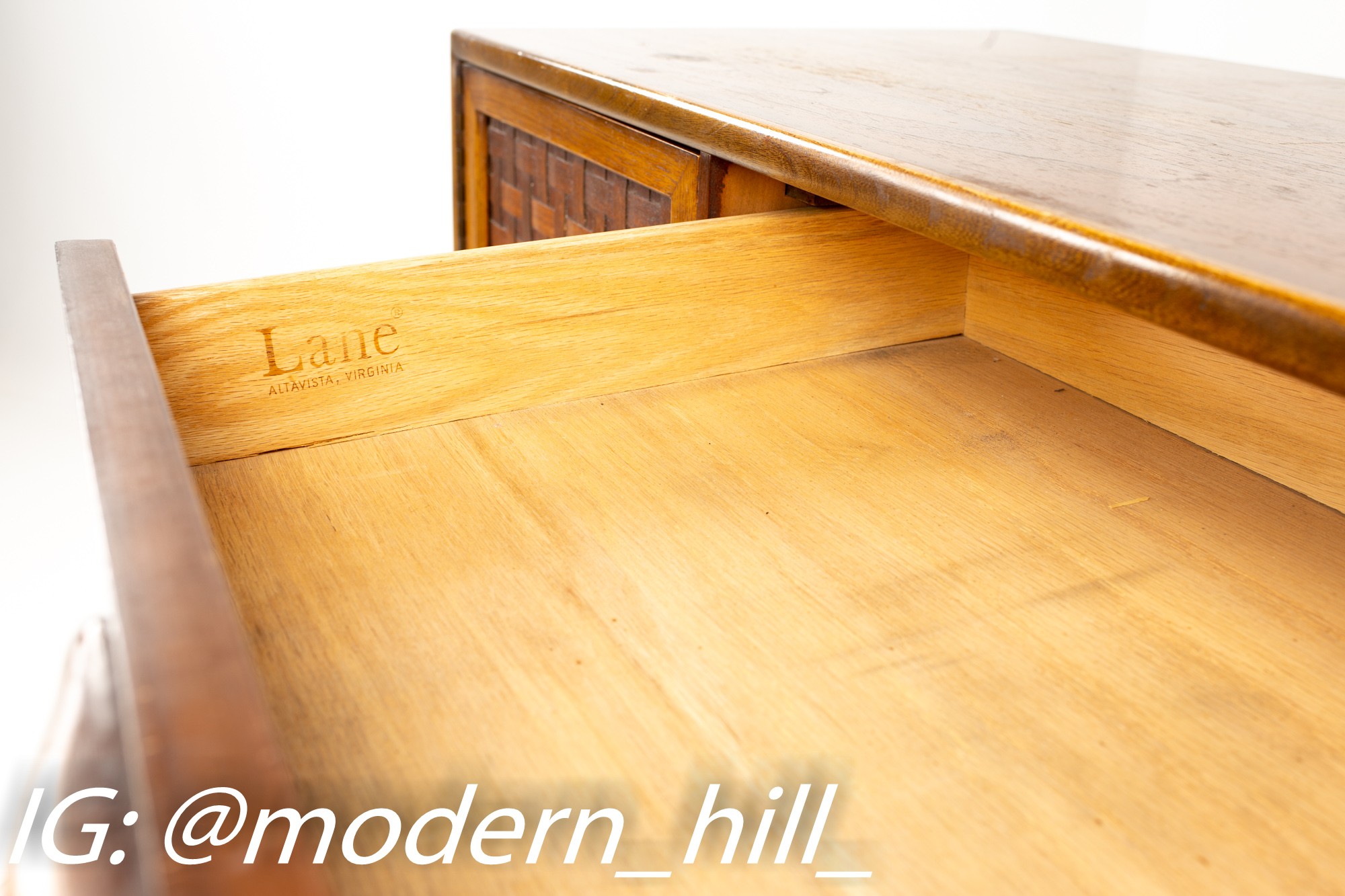 Lane Perception Mid Century Walnut 9 Drawer Lowboy Dresser