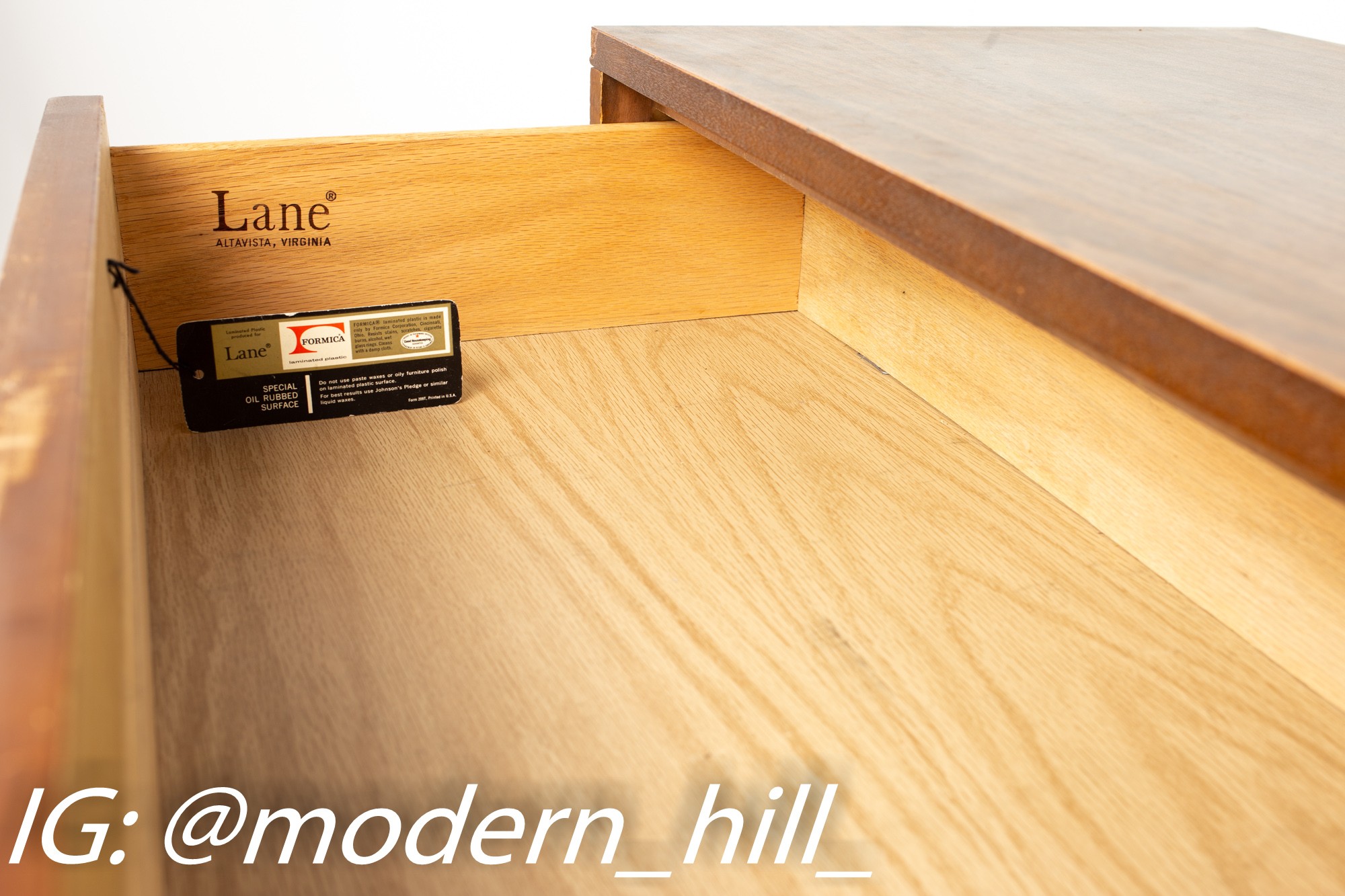 Lane Perception Mid Century Formica 3 Drawer Dresser Chest