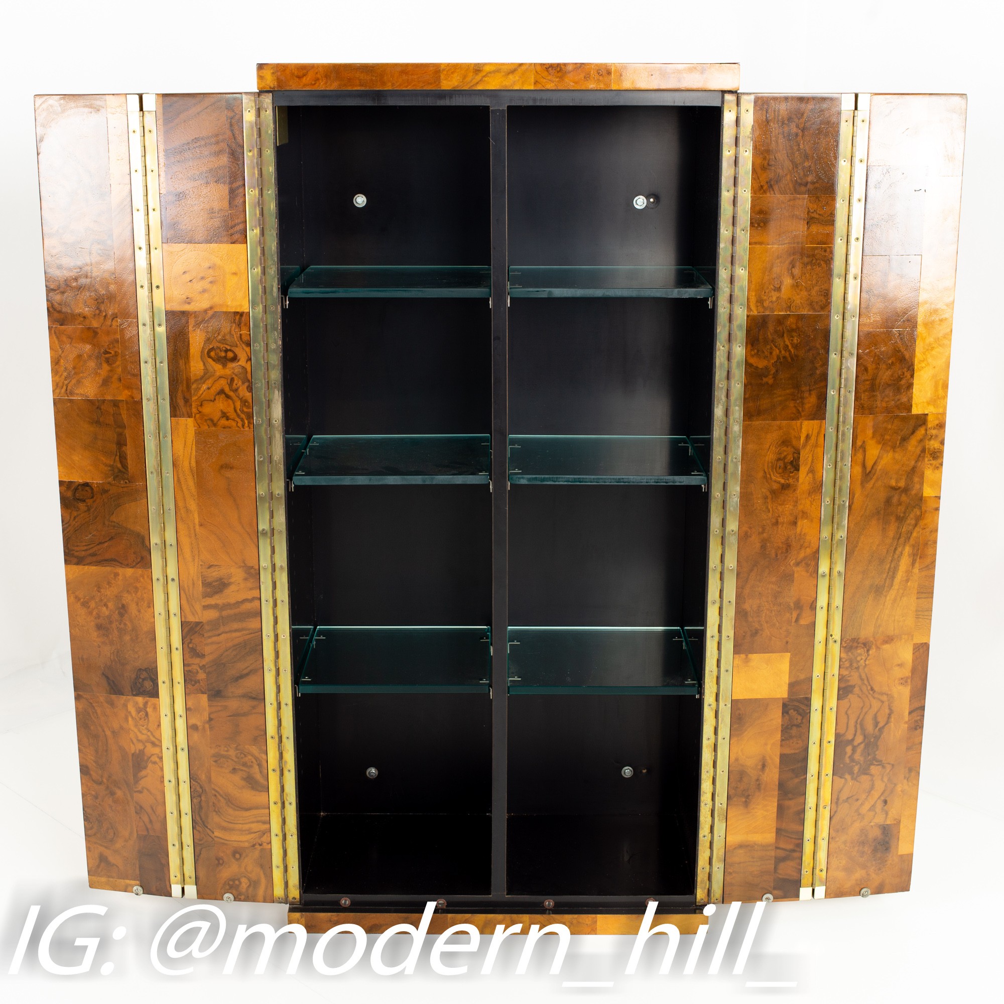 Paul Evans Cityscape Mid Century Burlwood Floating Display Cabinet