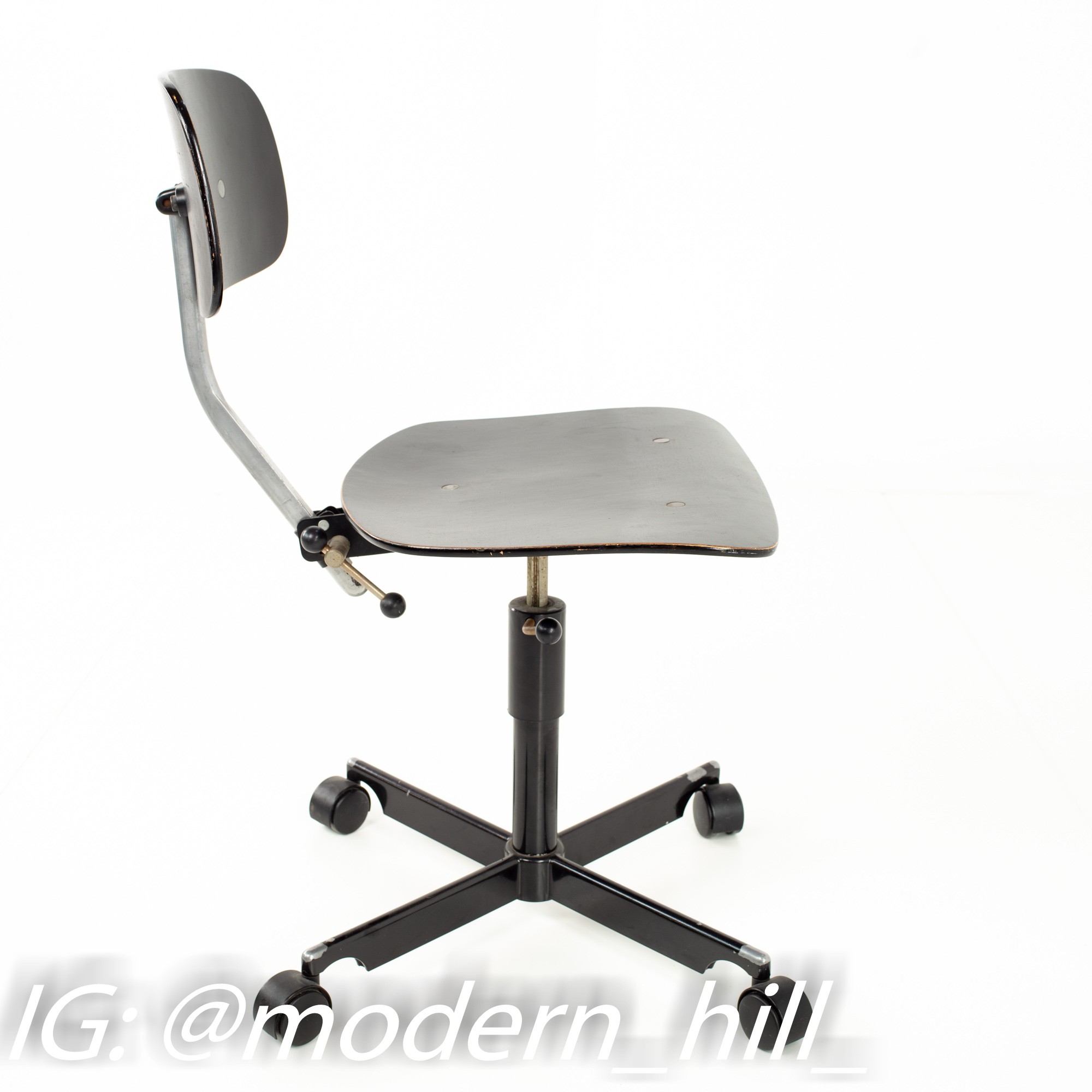 Jorgen Rasmussen Kevi Mid Century Black and Chrome Desk Task Chair