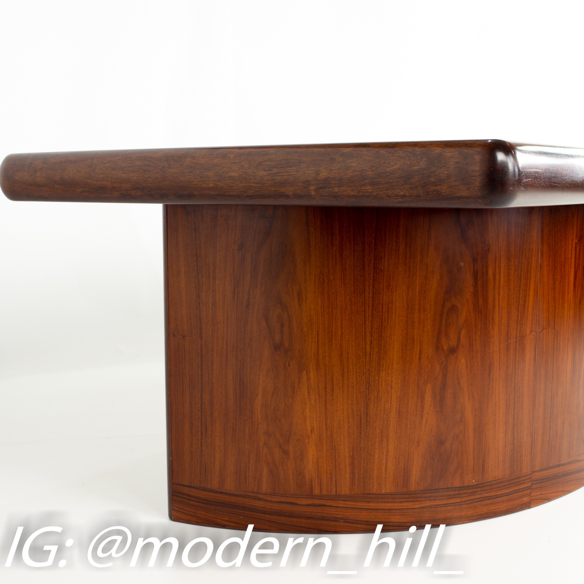 Dyrlund Danish Mid Century Rosewood Semi-circle Executive Desk