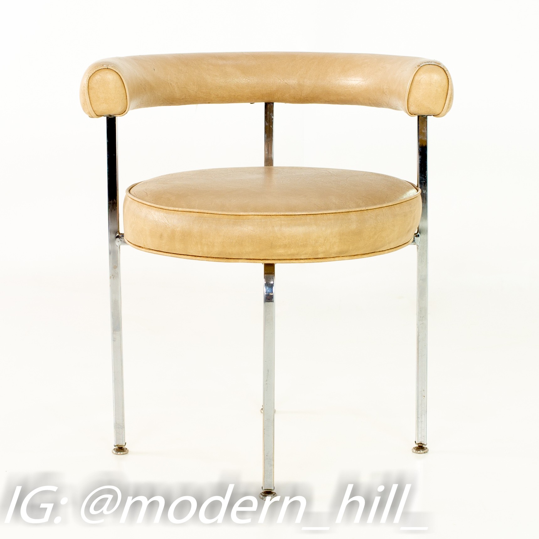 Images | Mid Century Modern Furniture - Mid Century Furniture Chicago French Style Chrome and Vinyl Barrel Dining Chairs - Set of 4