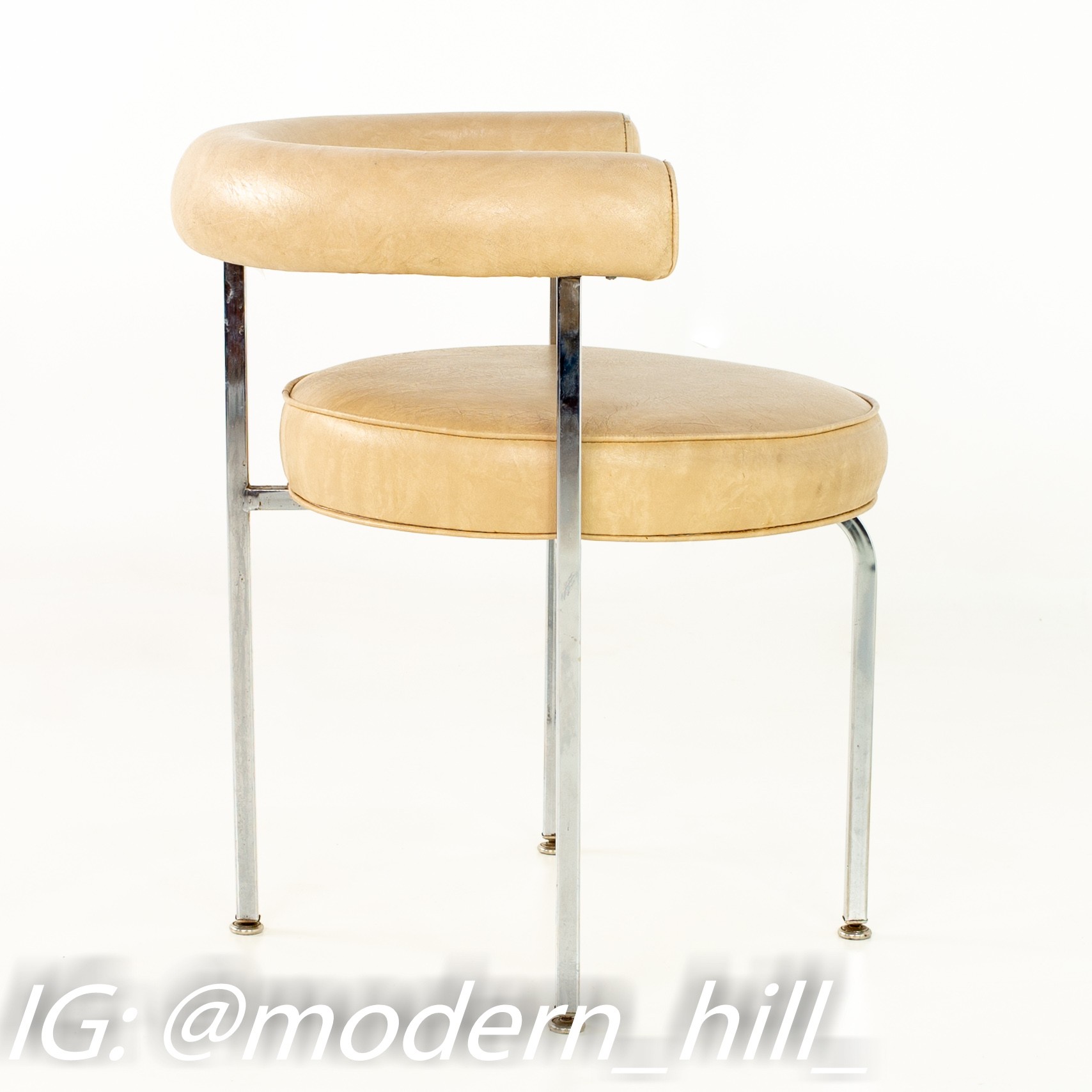 Images | Mid Century Modern Furniture - Mid Century Furniture Chicago French Style Chrome and Vinyl Barrel Dining Chairs - Set of 4