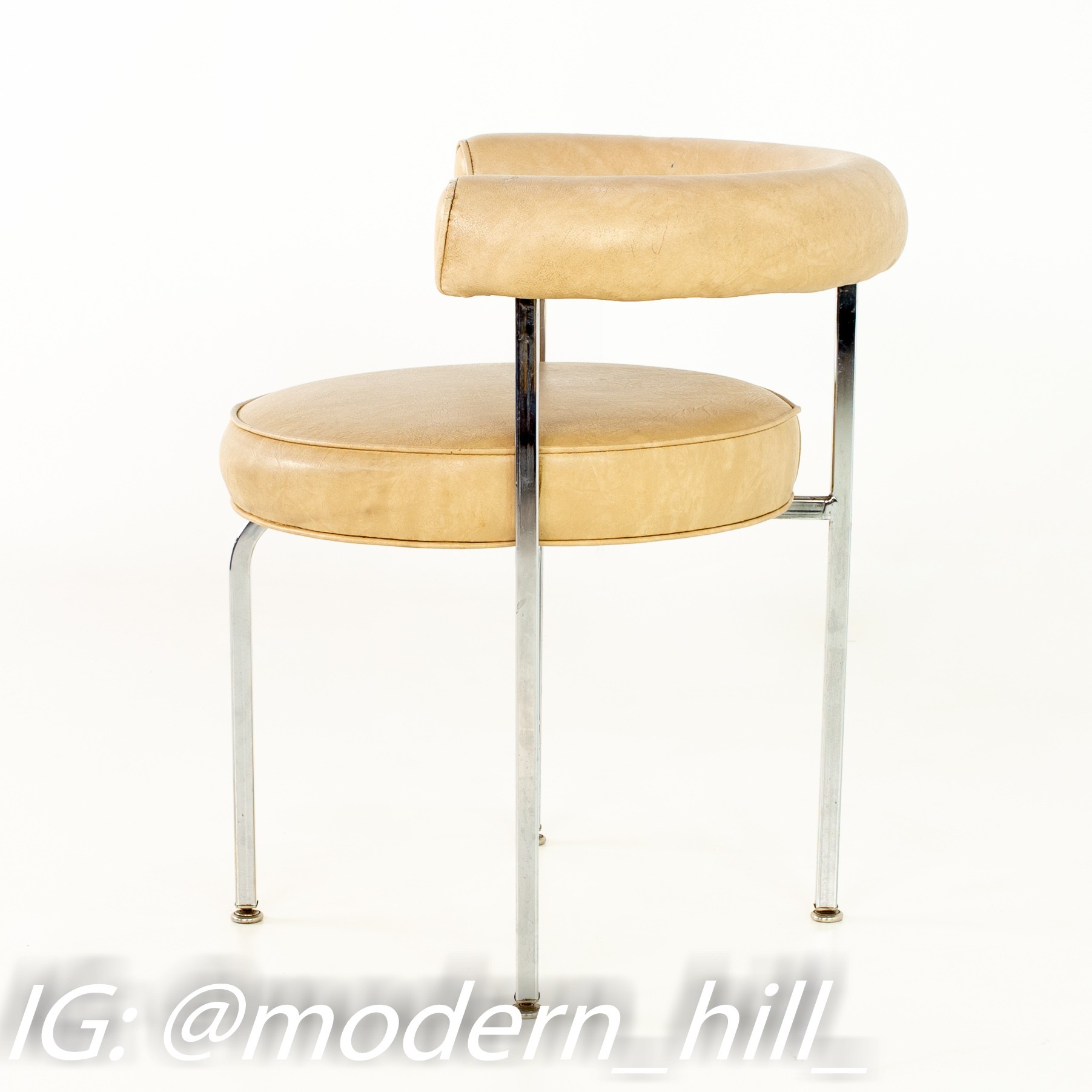 Images | Mid Century Modern Furniture - Mid Century Furniture Chicago French Style Chrome and Vinyl Barrel Dining Chairs - Set of 4