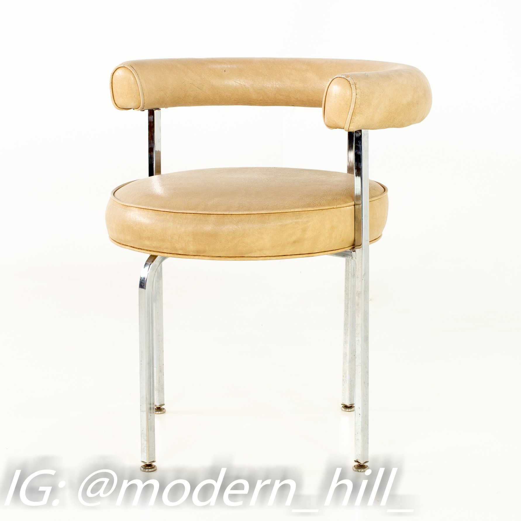 Images | Mid Century Modern Furniture - Mid Century Furniture Chicago French Style Chrome and Vinyl Barrel Dining Chairs - Set of 4