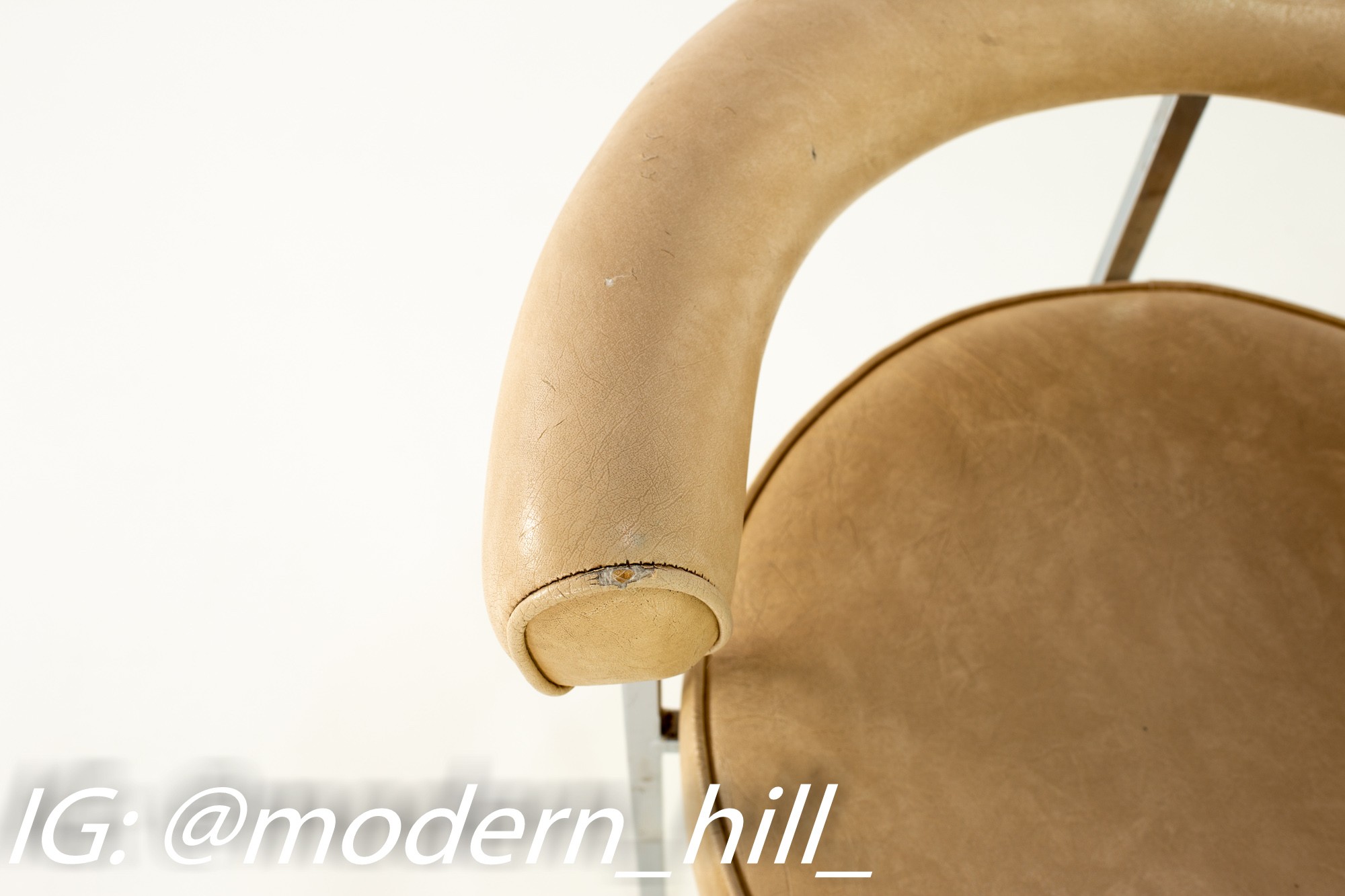 French Style Chrome and Vinyl Barrel Dining Chair