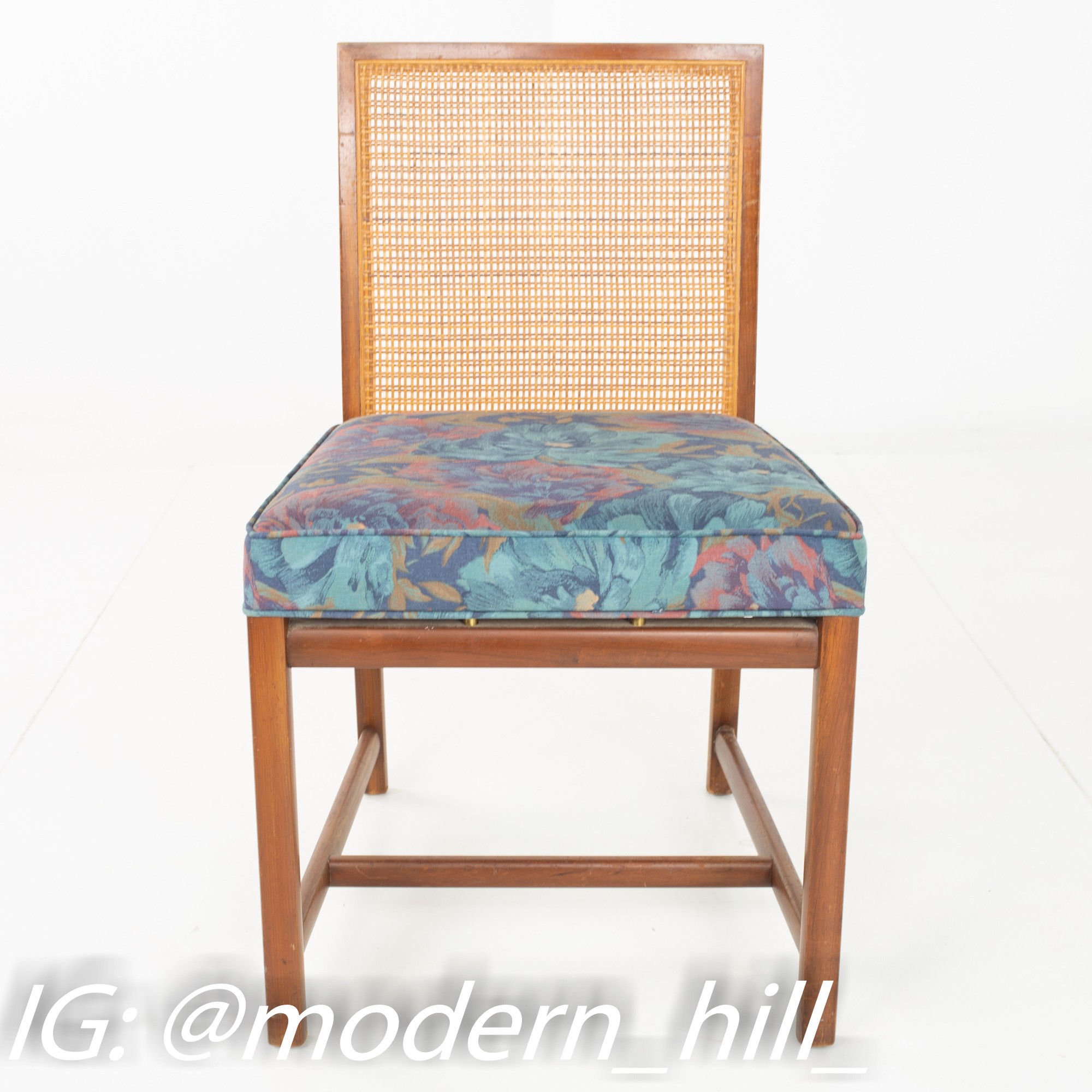 Michael Taylor for Baker Mid Century Caned Walnut Dining Chairs - Pair