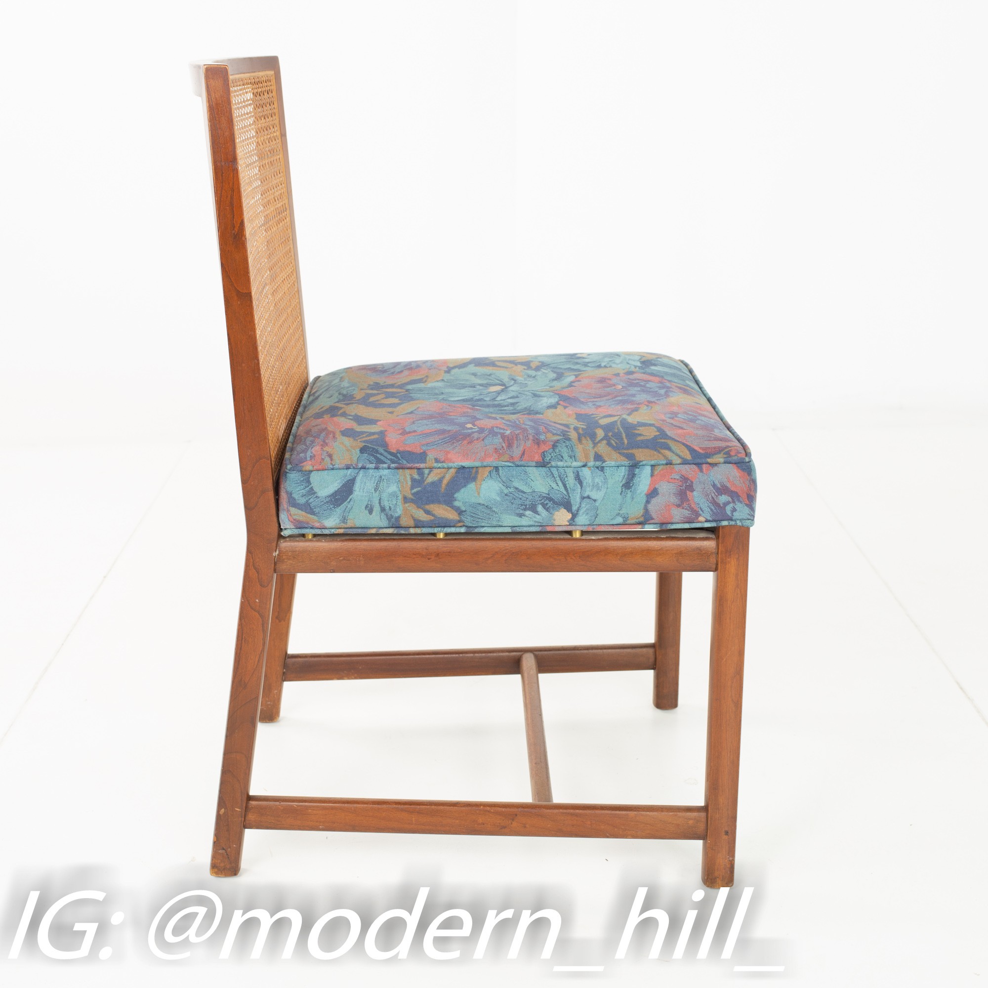 Michael Taylor for Baker Mid Century Caned Walnut Dining Chairs - Pair