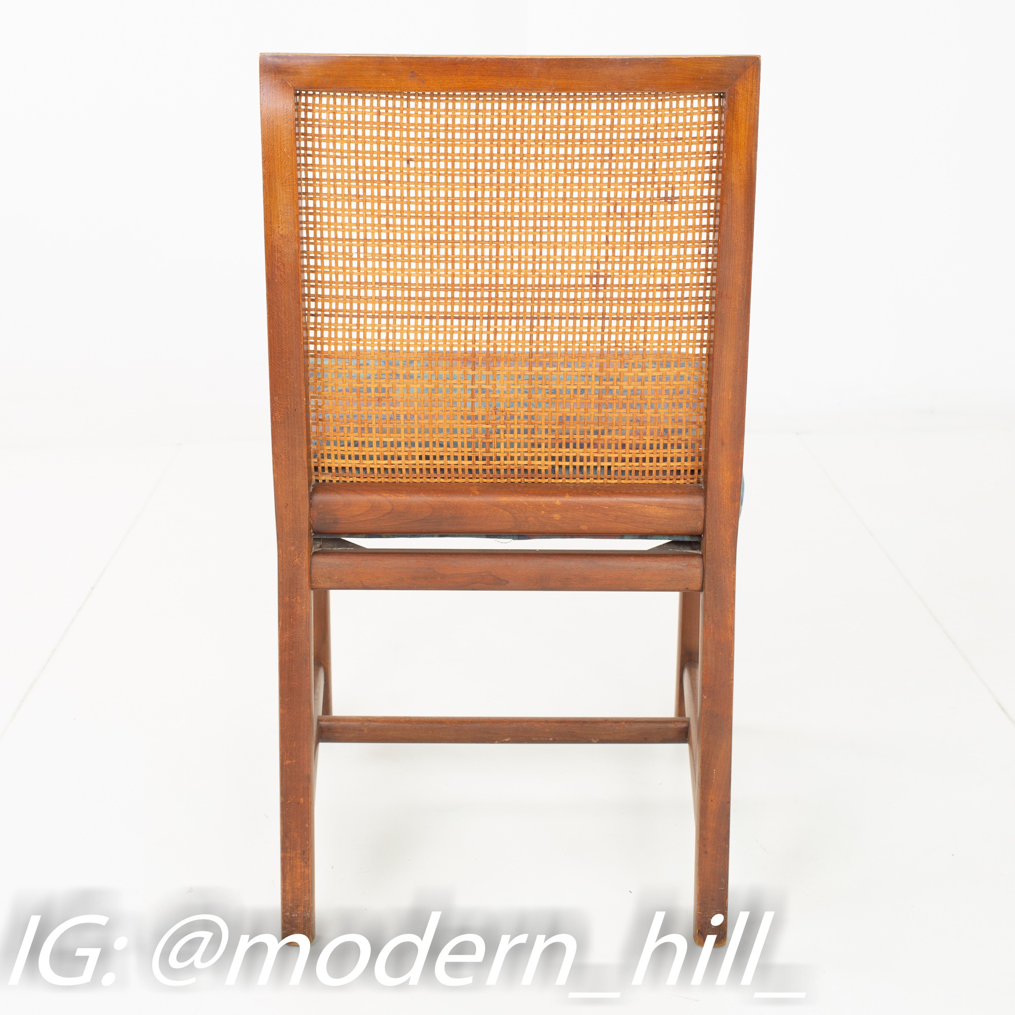 Michael Taylor for Baker Mid Century Caned Walnut Dining Chairs - Pair