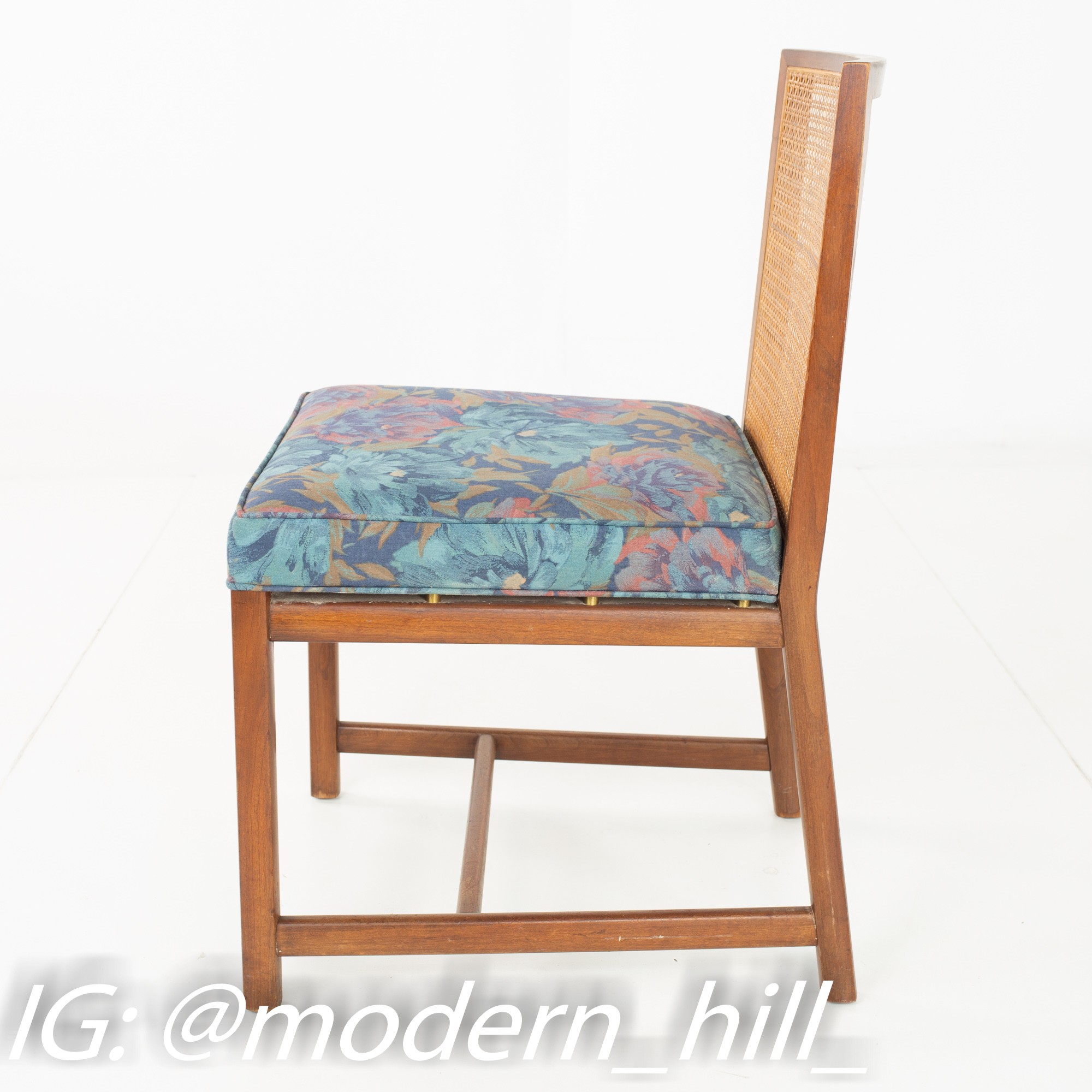 Michael Taylor for Baker Mid Century Caned Walnut Dining Chairs - Pair