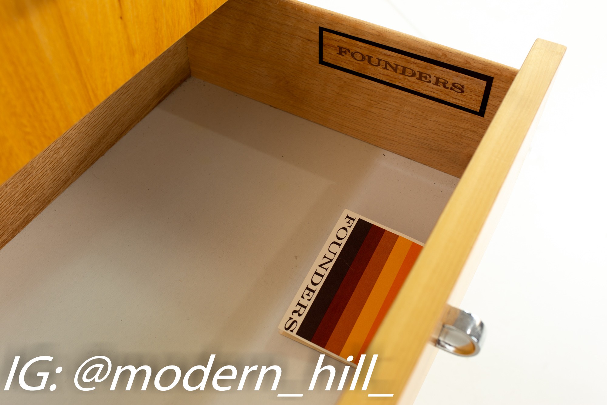 Jack Cartwright for Founders Mid Century Lighted Blonde Maple 4 Drawer Low Dresser Chest - Pair