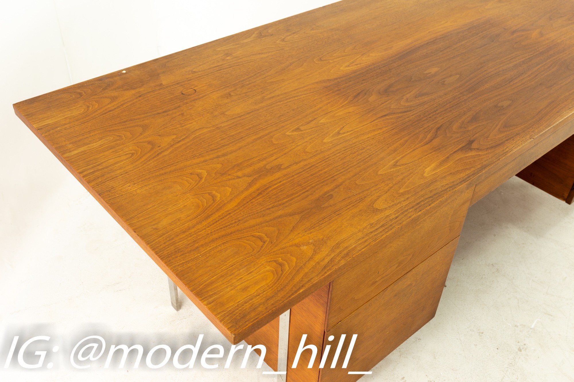 Harvey Probber Mid Century Walnut and Chrome Executive Desk
