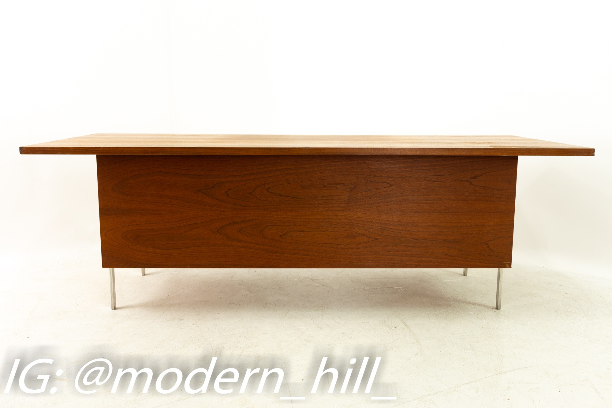Harvey Probber Mid Century Walnut and Chrome Executive Desk