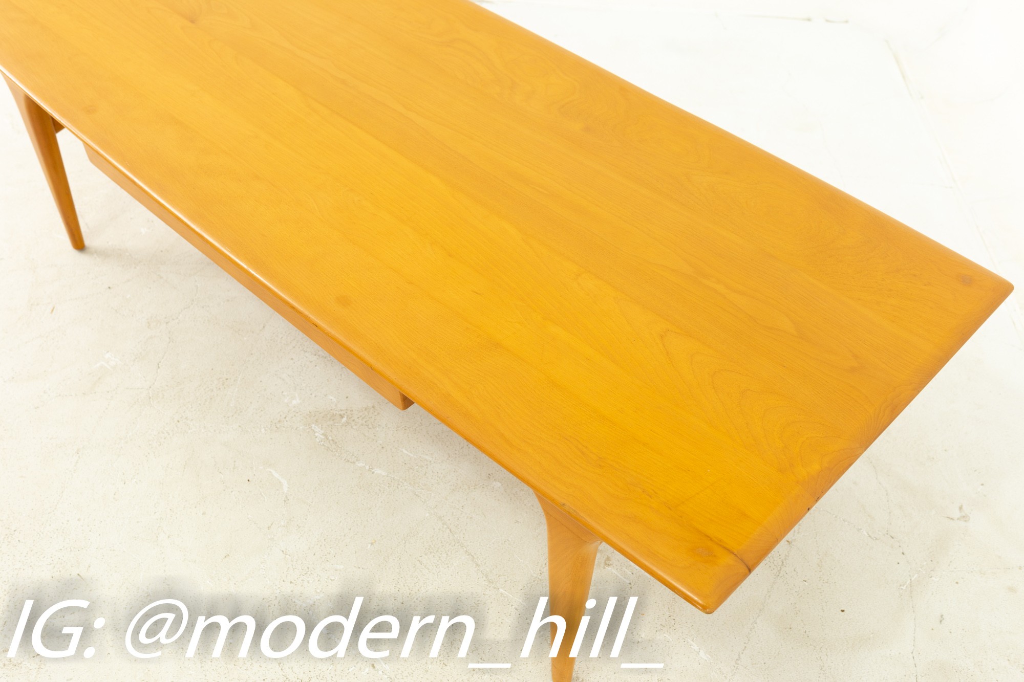 Heywood Wakefield Mid Century Blonde Rectangular Coffee Table or Bench