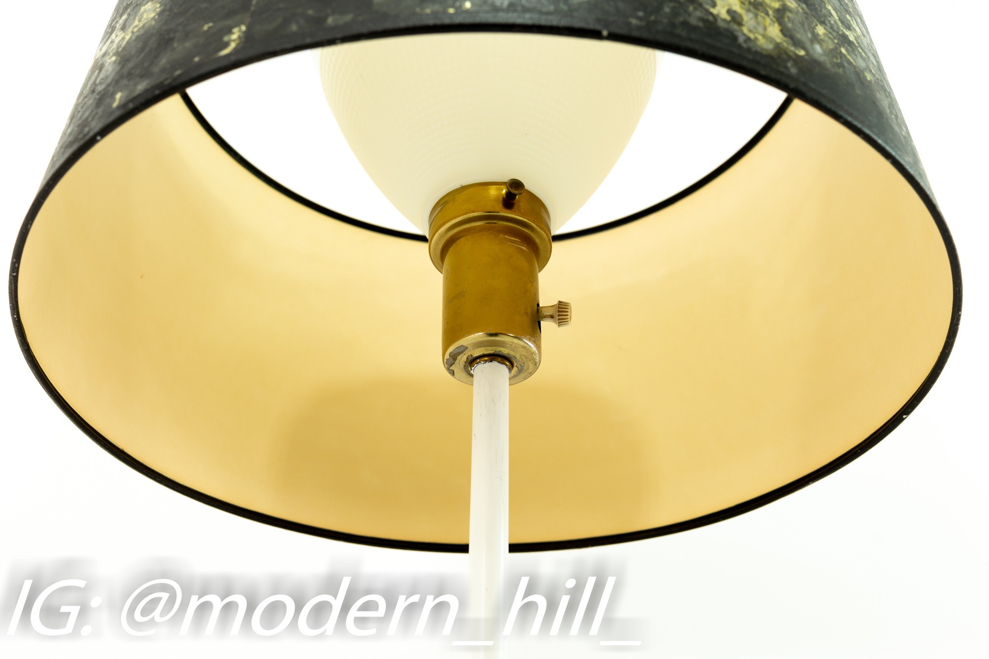 Mid Century White Tulip Base Floor Lamp with Black Gold Metallic Shade