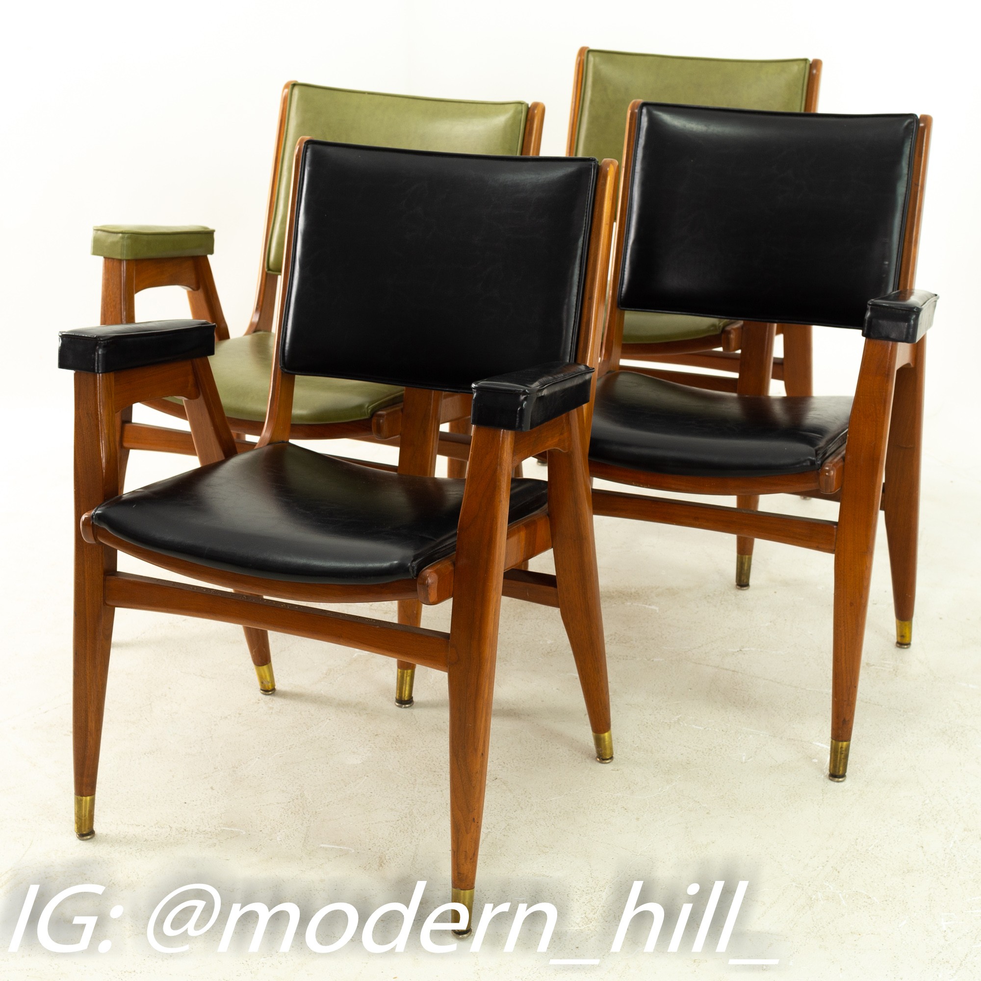 Images | Mid Century Modern Furniture - Mid Century Furniture Chicago Stanley Furniture Mid Century Walnut and Brass Dining Chairs - Set of 4