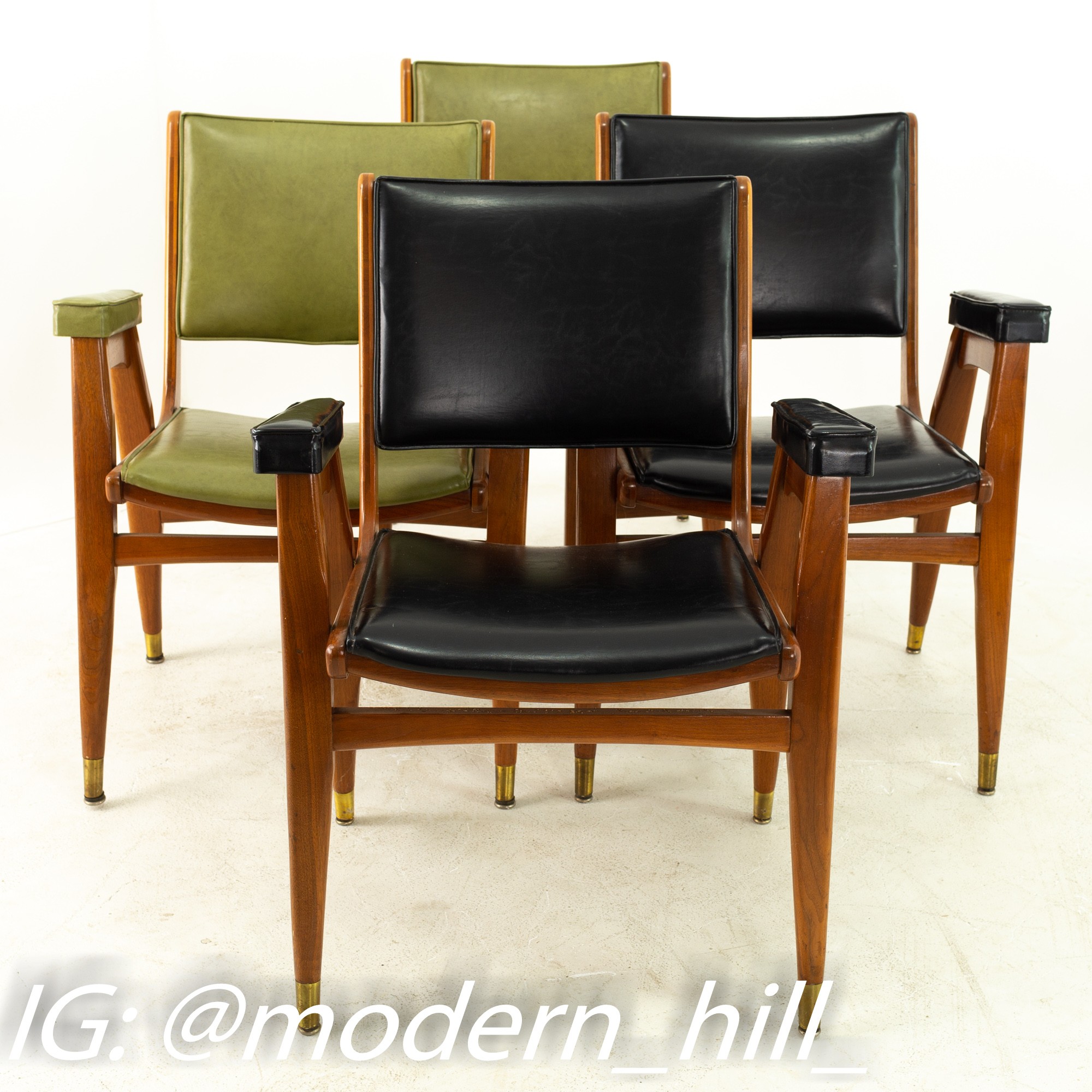 Images | Mid Century Modern Furniture - Mid Century Furniture Chicago Stanley Furniture Mid Century Walnut and Brass Dining Chairs - Set of 4