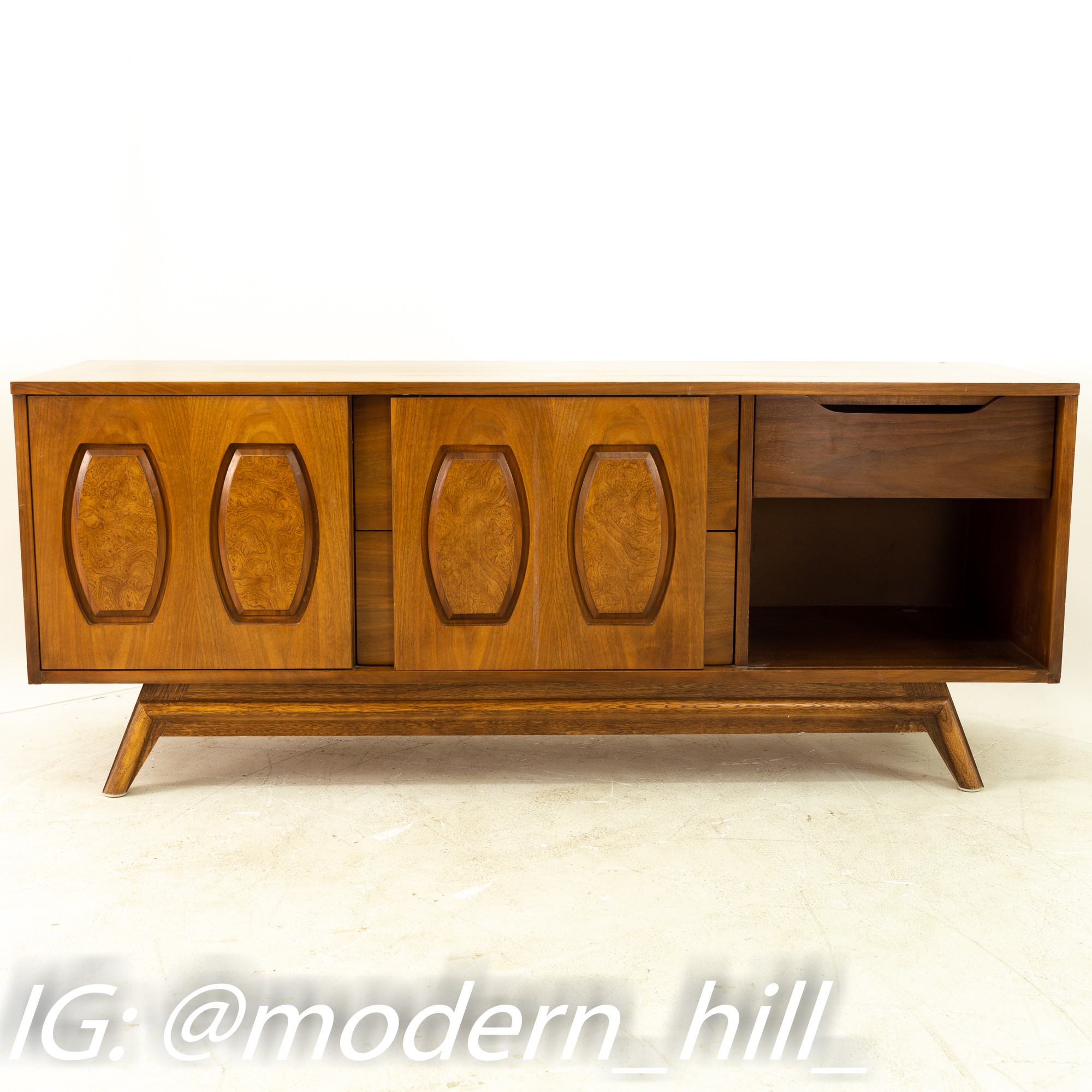 Young Manufacturing Mid Century Walnut Buffet and Hutch