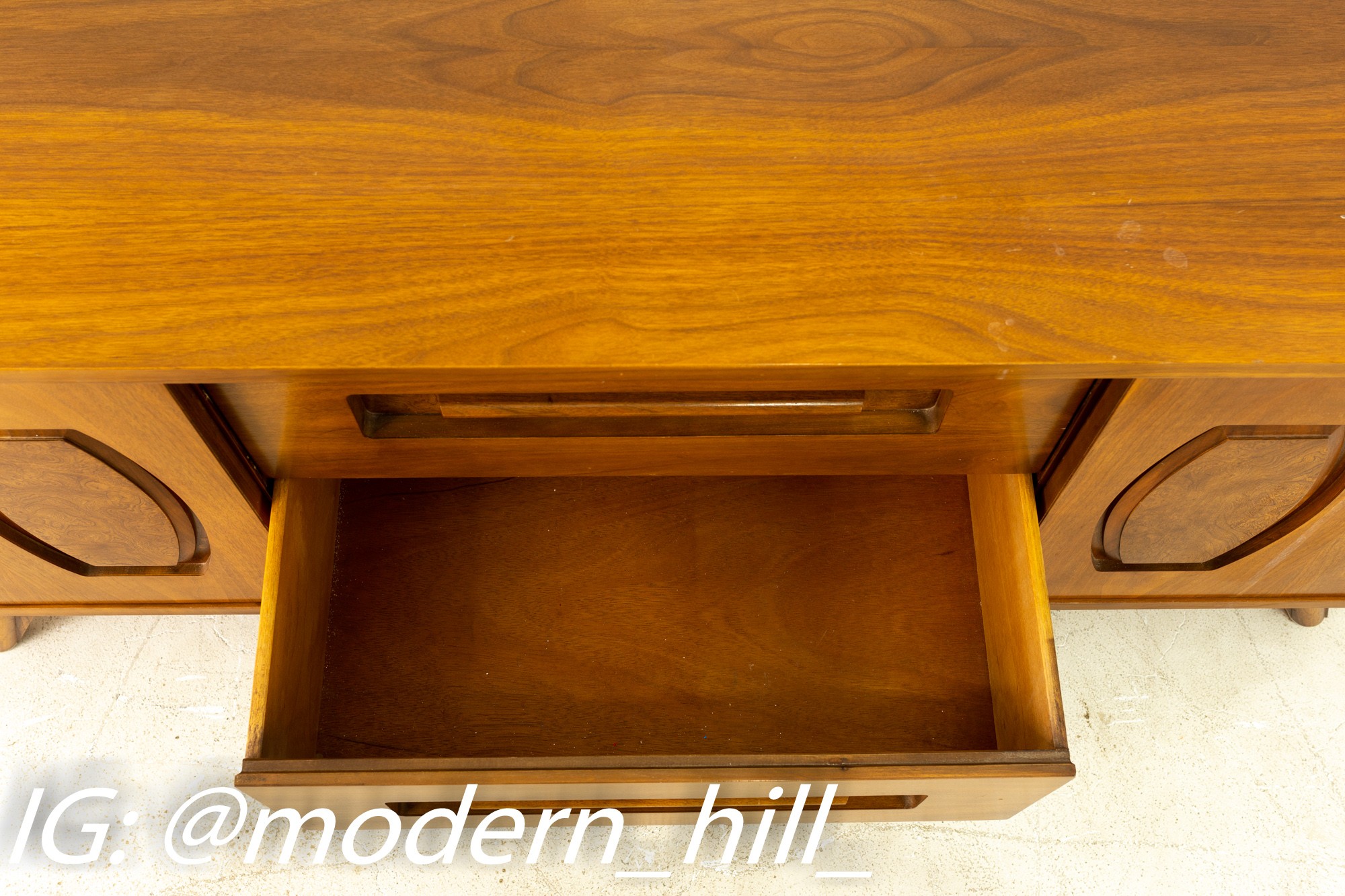 Young Manufacturing Mid Century Walnut Buffet and Hutch