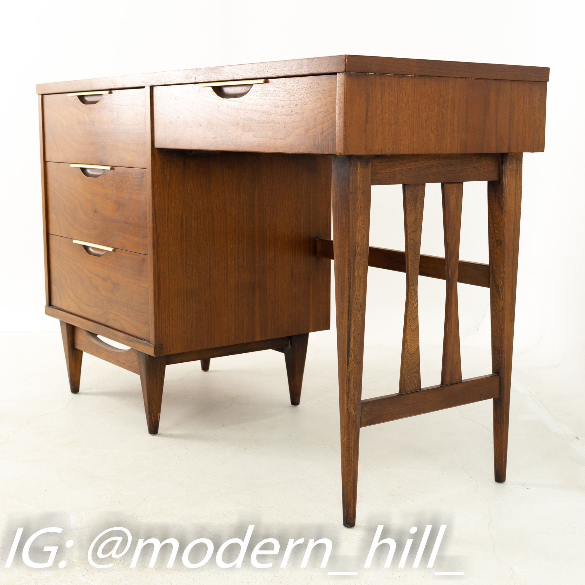 Kent Coffey Tableau Mid Century Walnut Desk with Matching Chair
