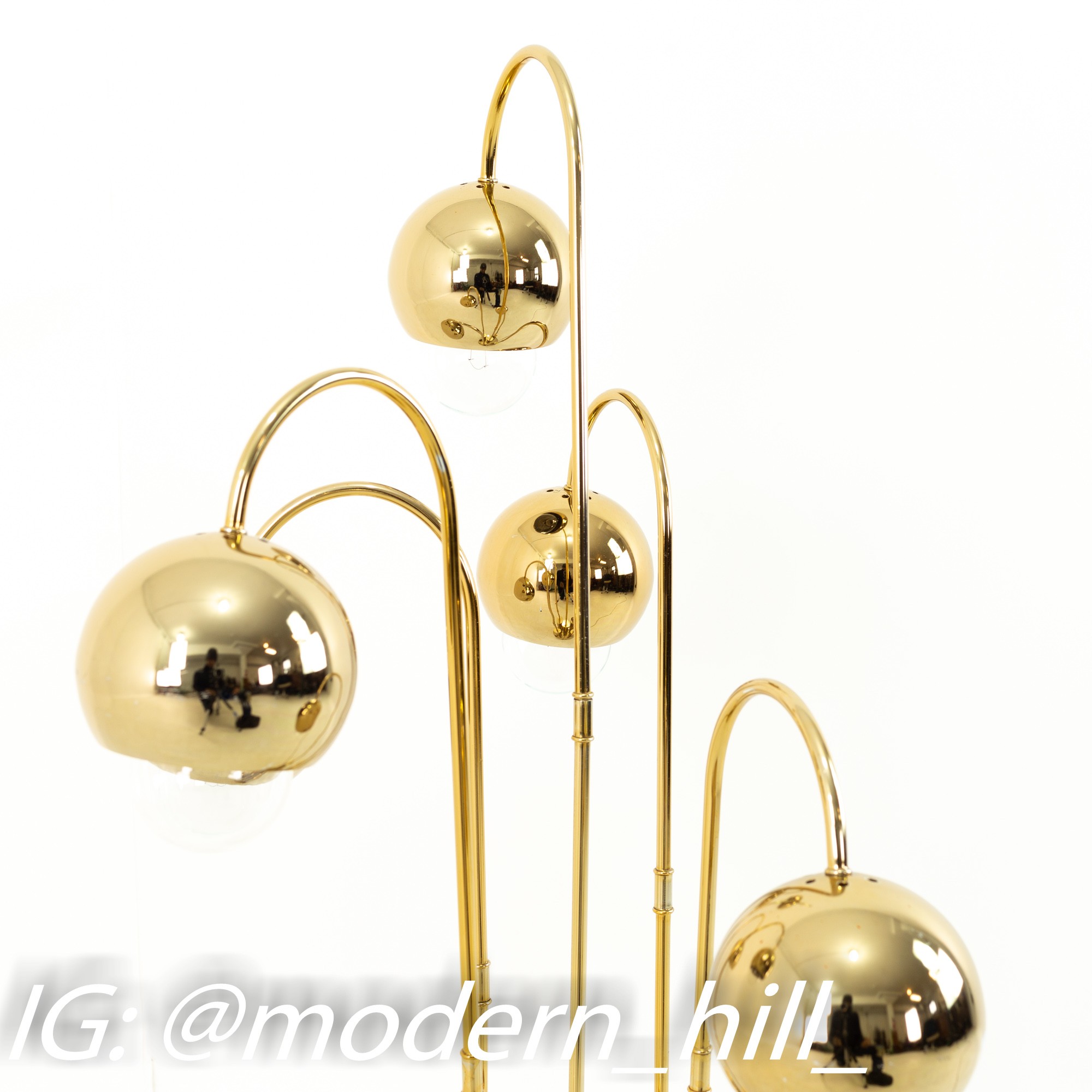 Mid Century Brass Orb Waterfall Table Lamp