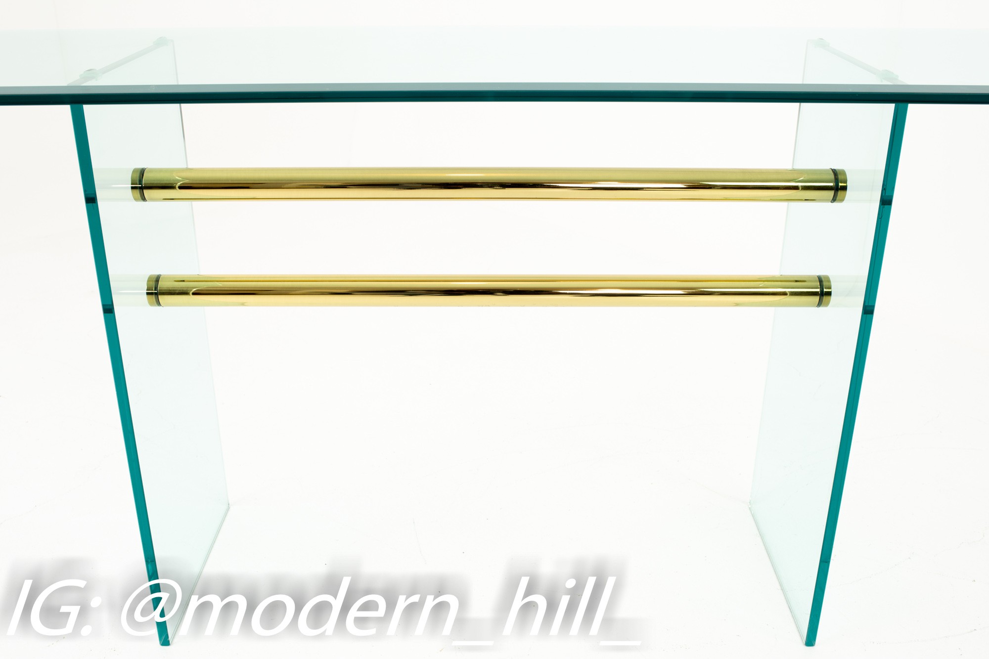 Pace Mid Century Brass and Glass Coffee Sofa Table