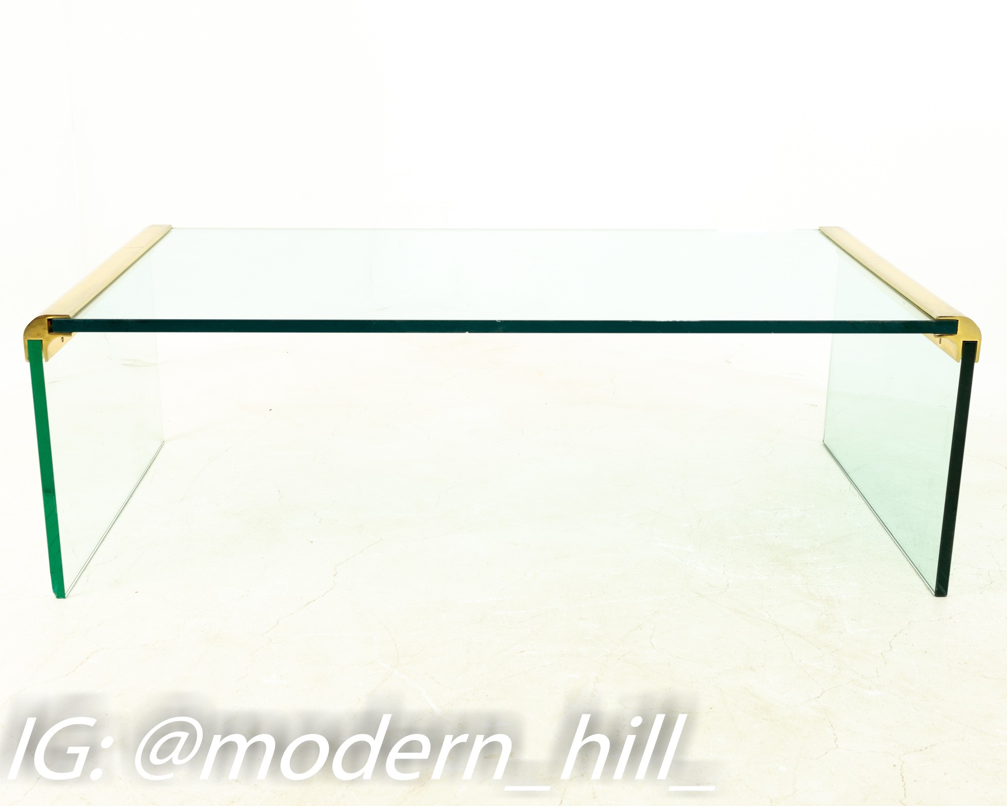 Leon Rosen for Pace Mid Century Brass and Glass Coffee Table