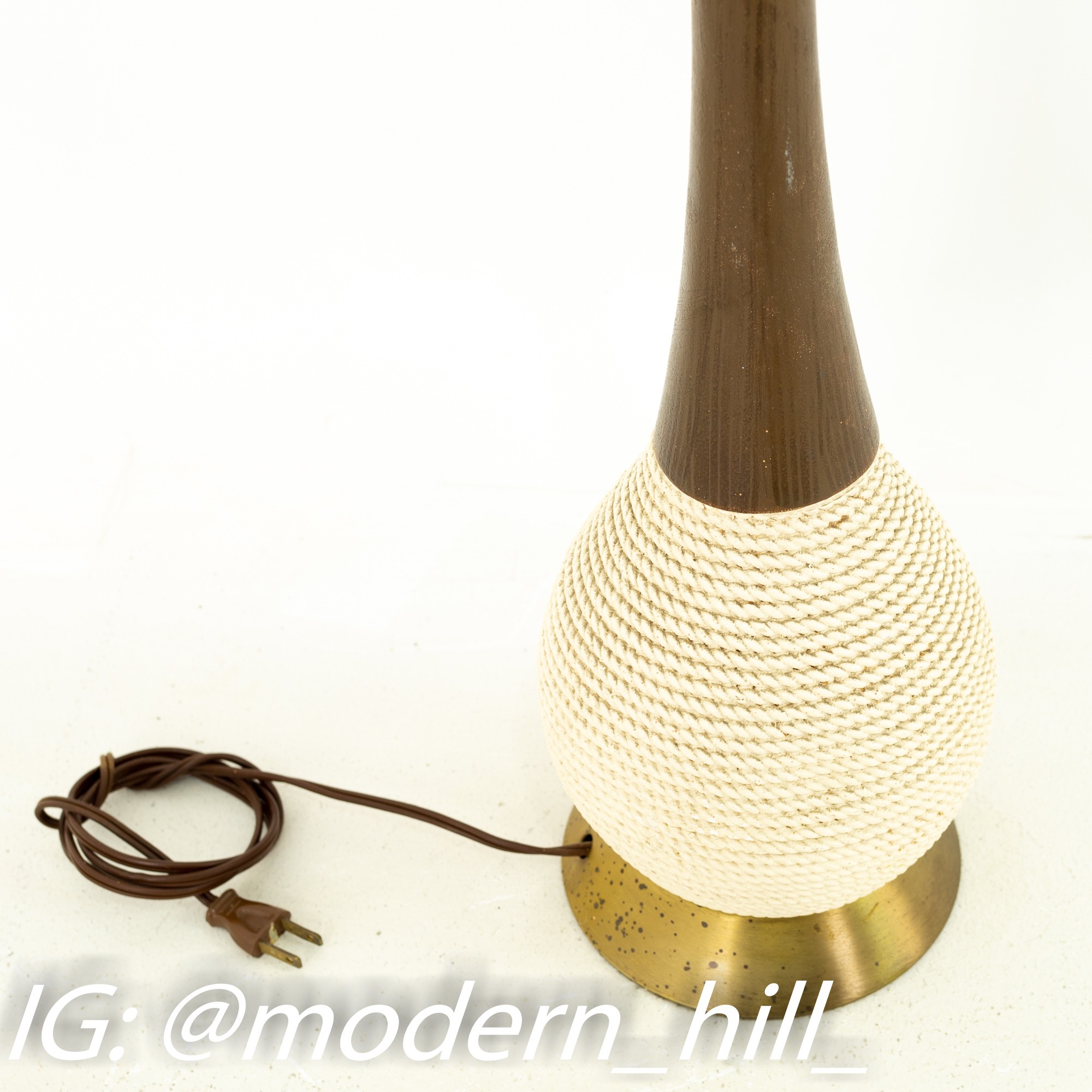 Mid Century Wood and Rope Table Lamp