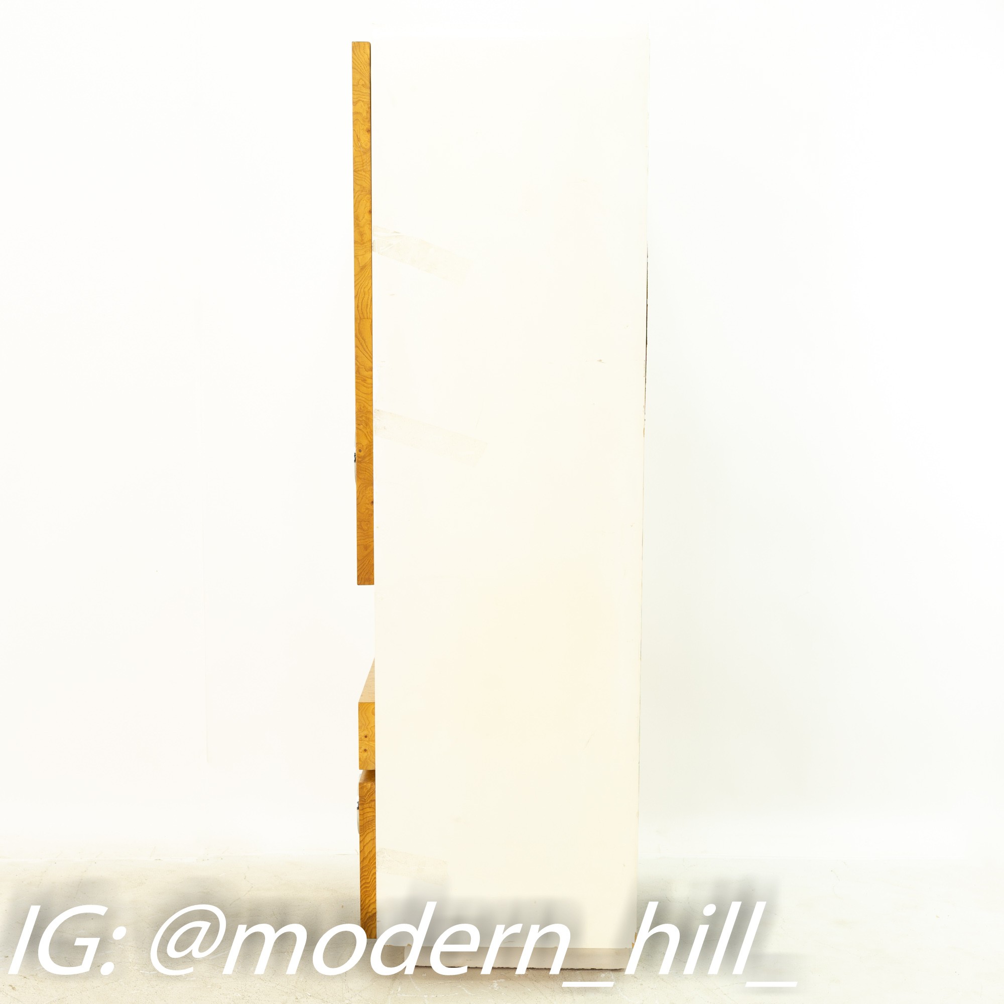 Milo Baughman for Lane Mid Century Laminate Burlwood and Chrome Wall Units - Pair