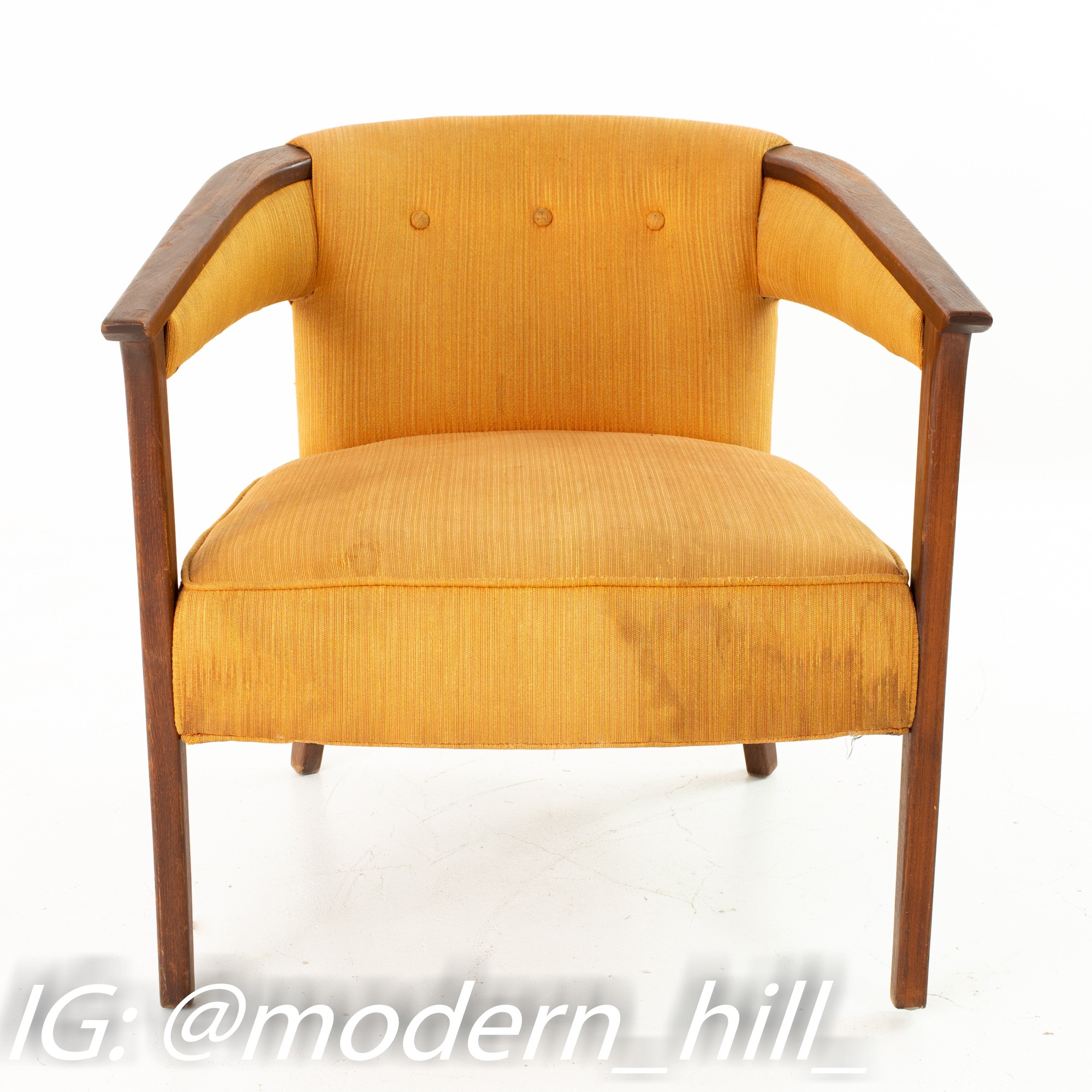 Marden Mid Century Barrel Occasional Lounge Chairs - Pair