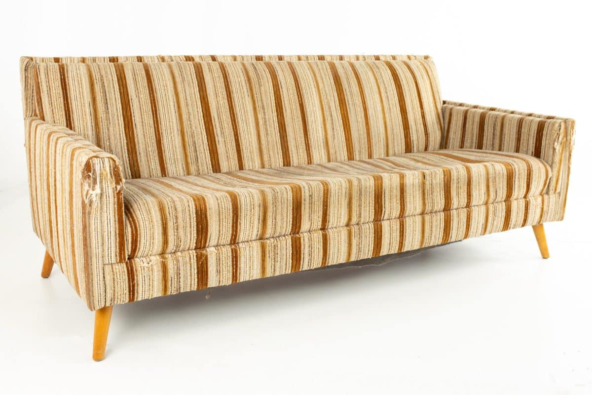 Paul Mccobb Mid Century Brown Striped Sofa