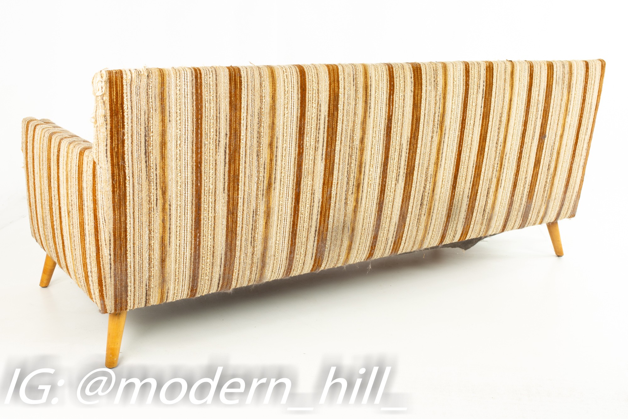 Paul Mccobb Mid Century Brown Striped Sofa