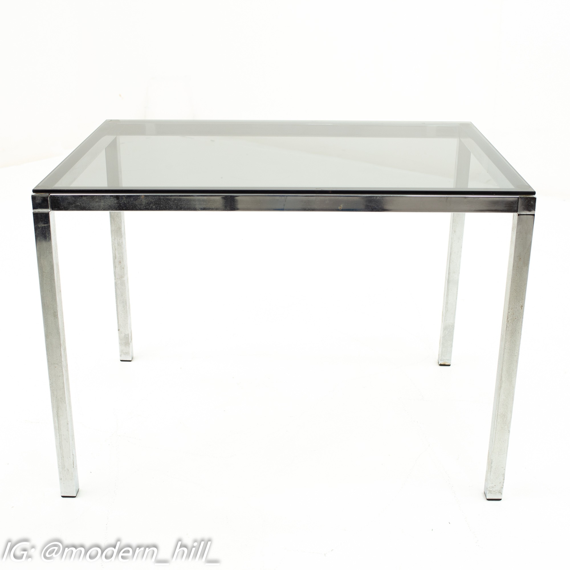 Milo Baughman Style Mid Century Smoked Glass Side Table