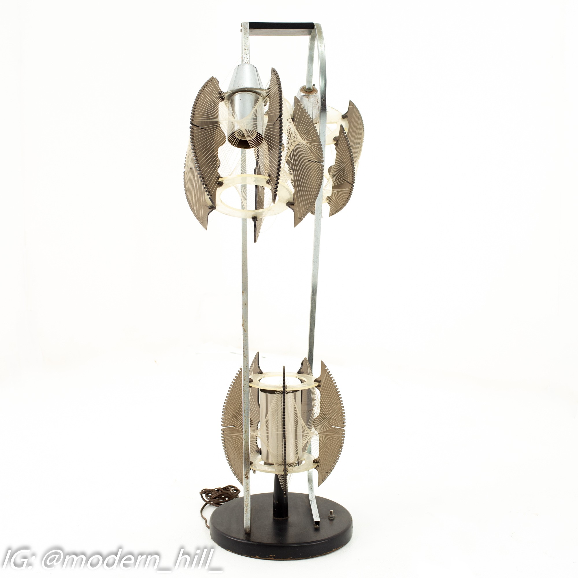 Paul Secon for Sompex Mid Century String and Chrome Lamp