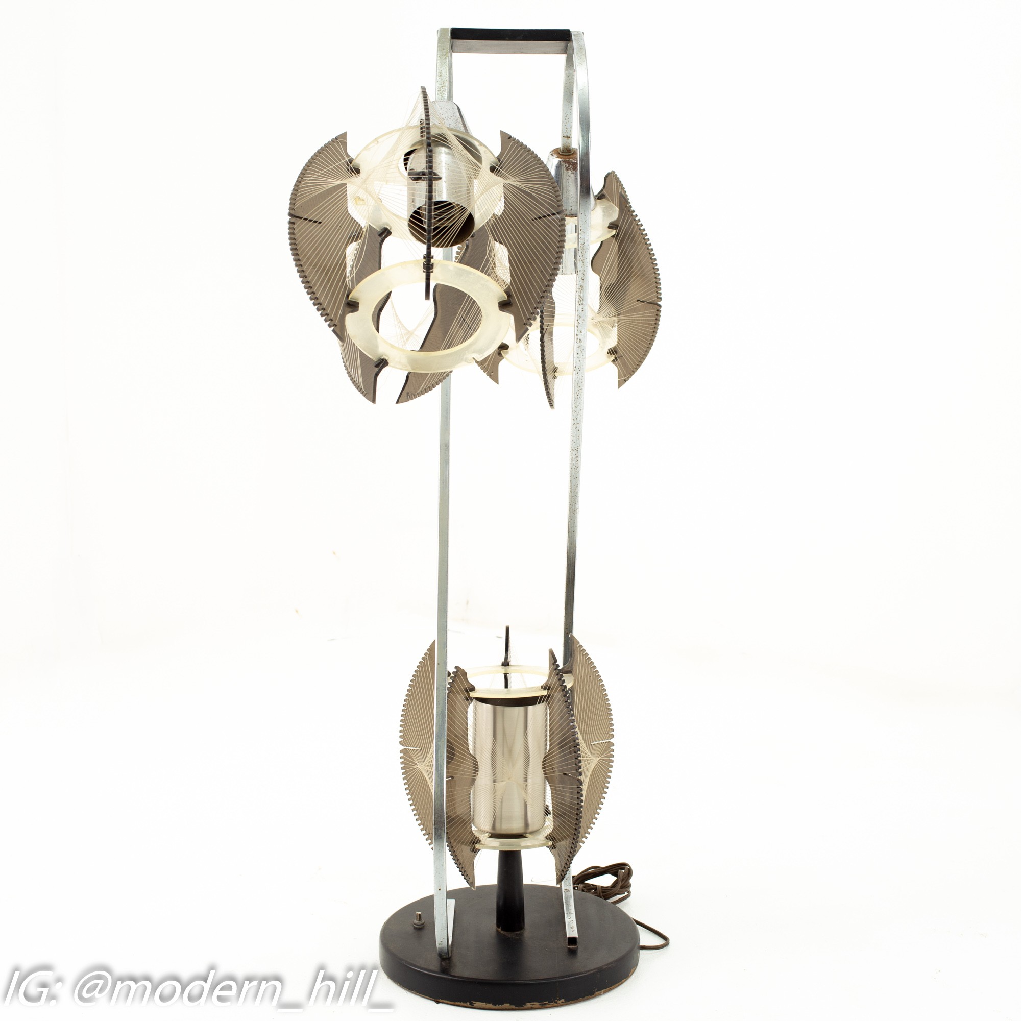 Paul Secon for Sompex Mid Century String and Chrome Lamp