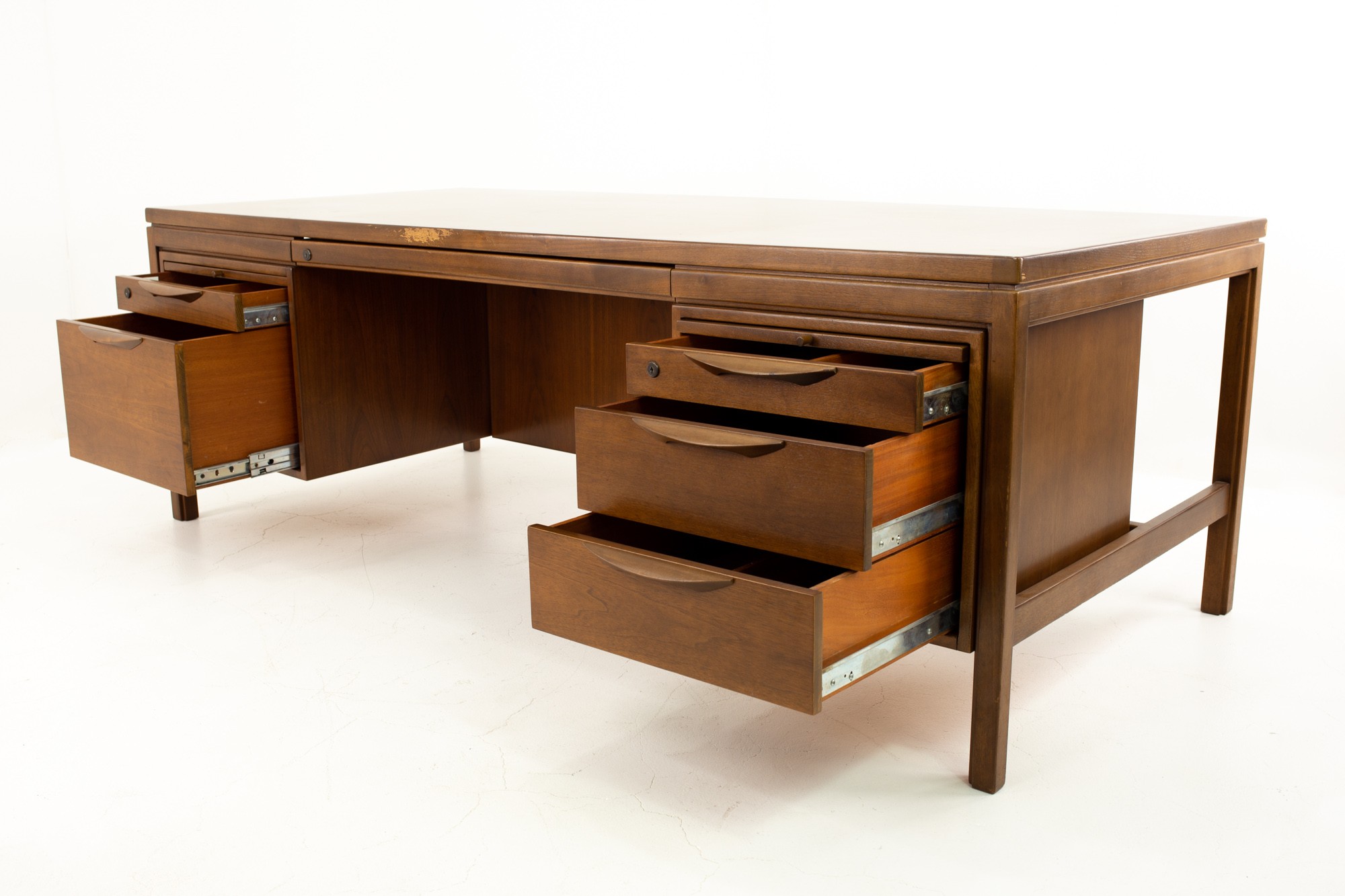 Jens Risom Mid Century Executive Office Desk - 6 Drawer