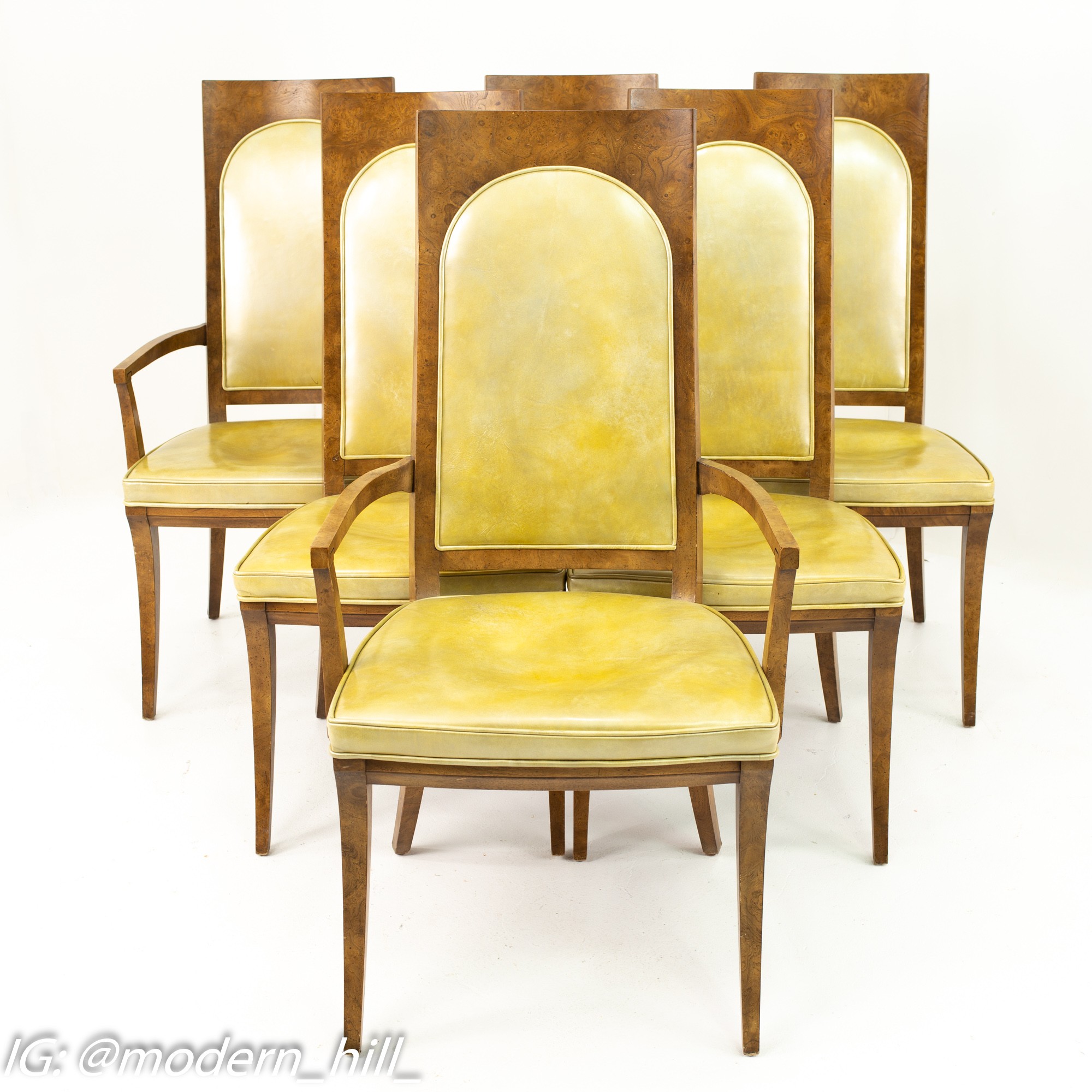 Mastercraft Mid Century Burlwood Dining Chairs- Set of 6