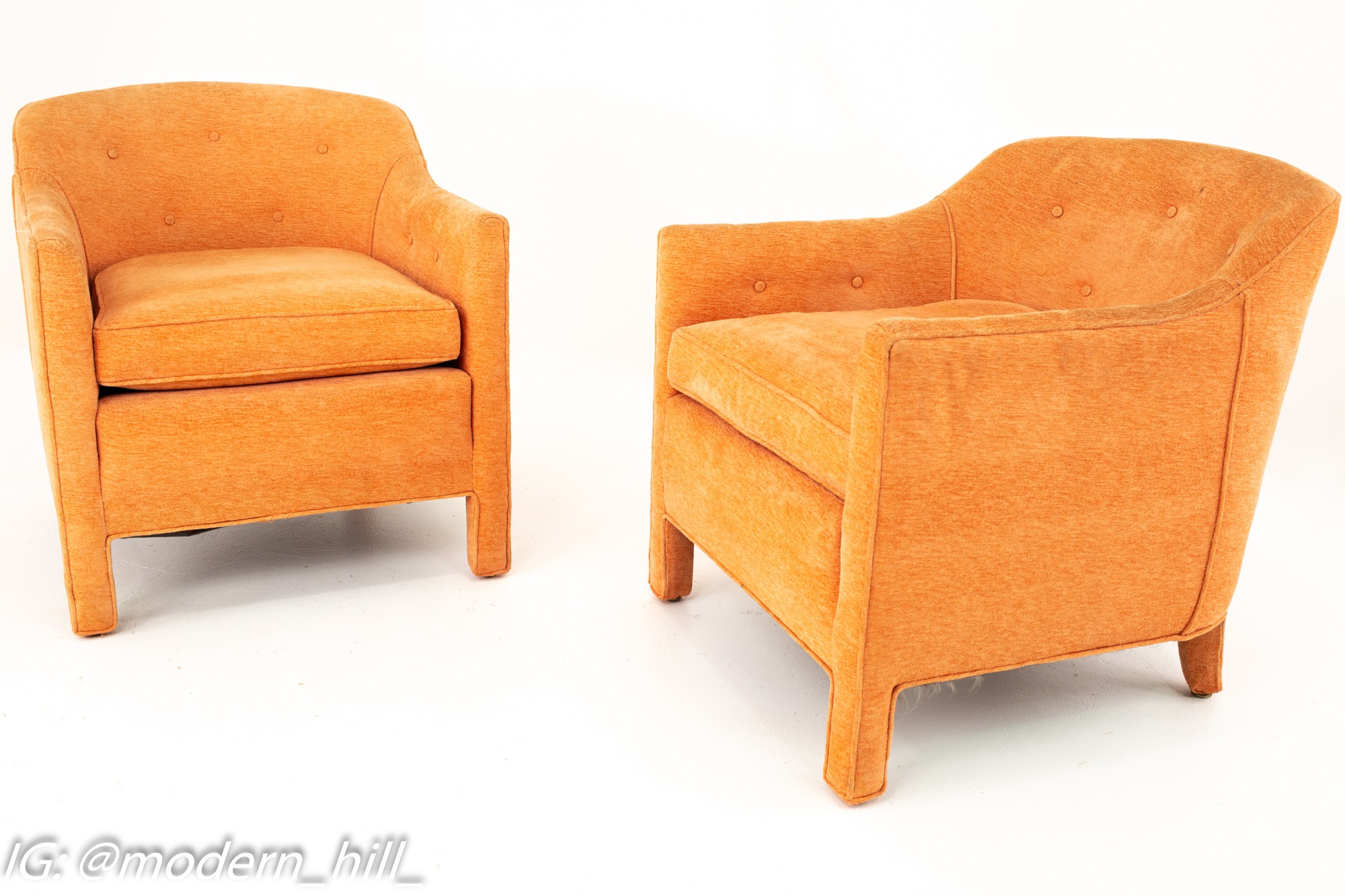 Edward Wormley for Dunbar Style Mid Century Barrel Chairs - Pair