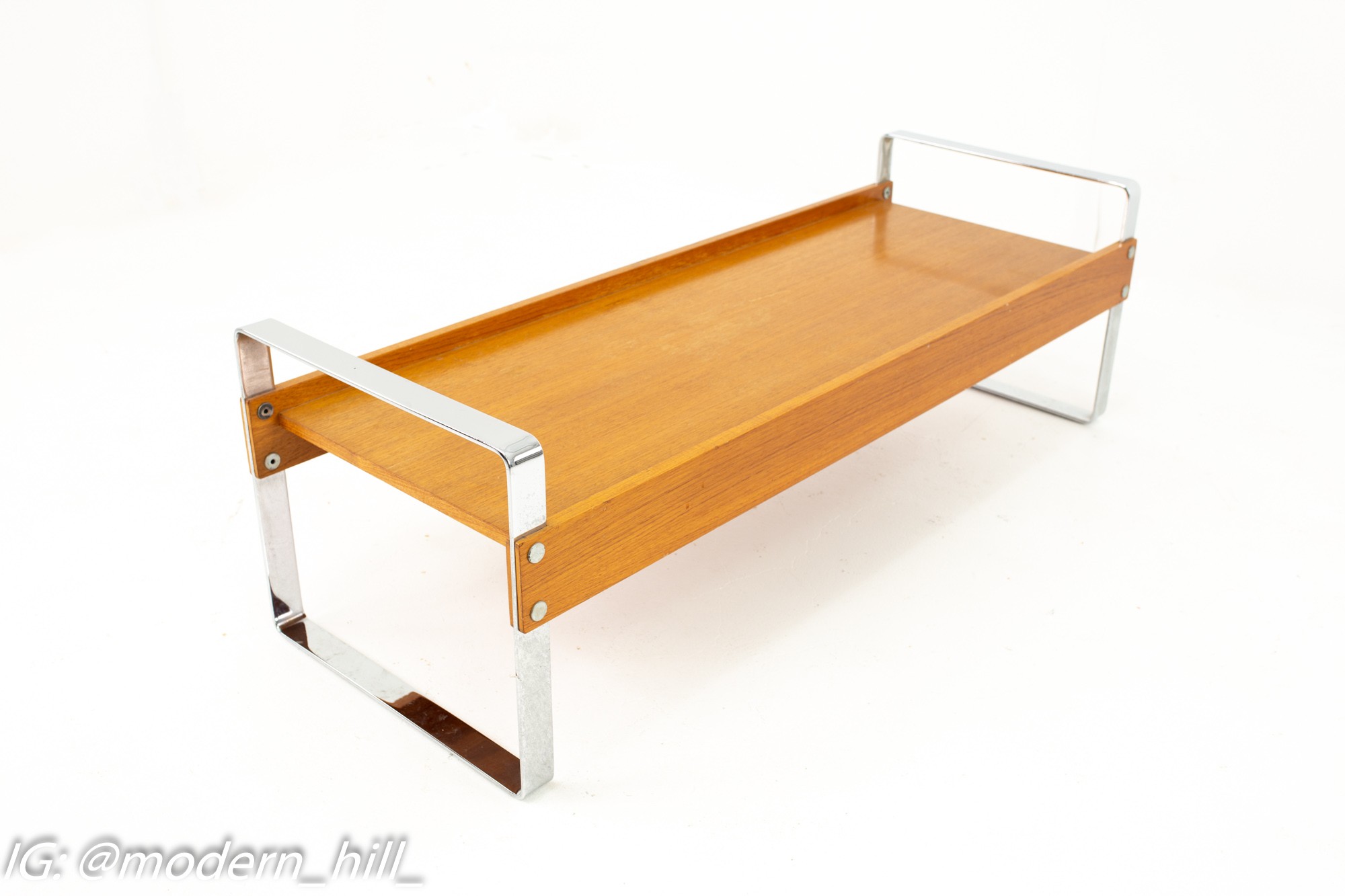 Domino Mobler Mid Century Chrome and Teak Bench
