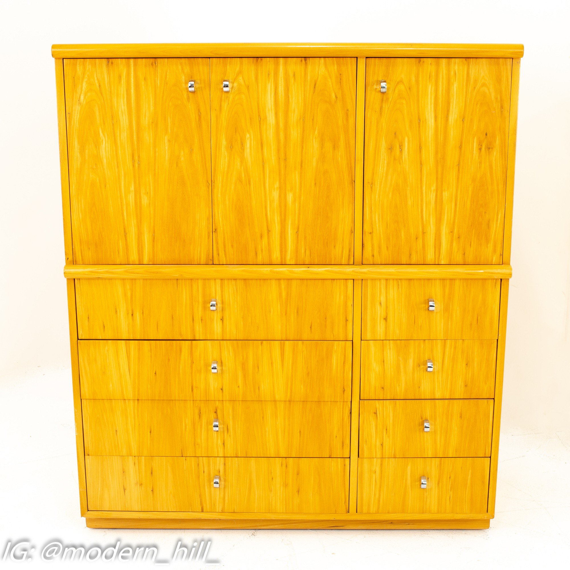 Jack Cartwright for Founders Mid Century 10 Drawer Armoire Gentlemans Chest