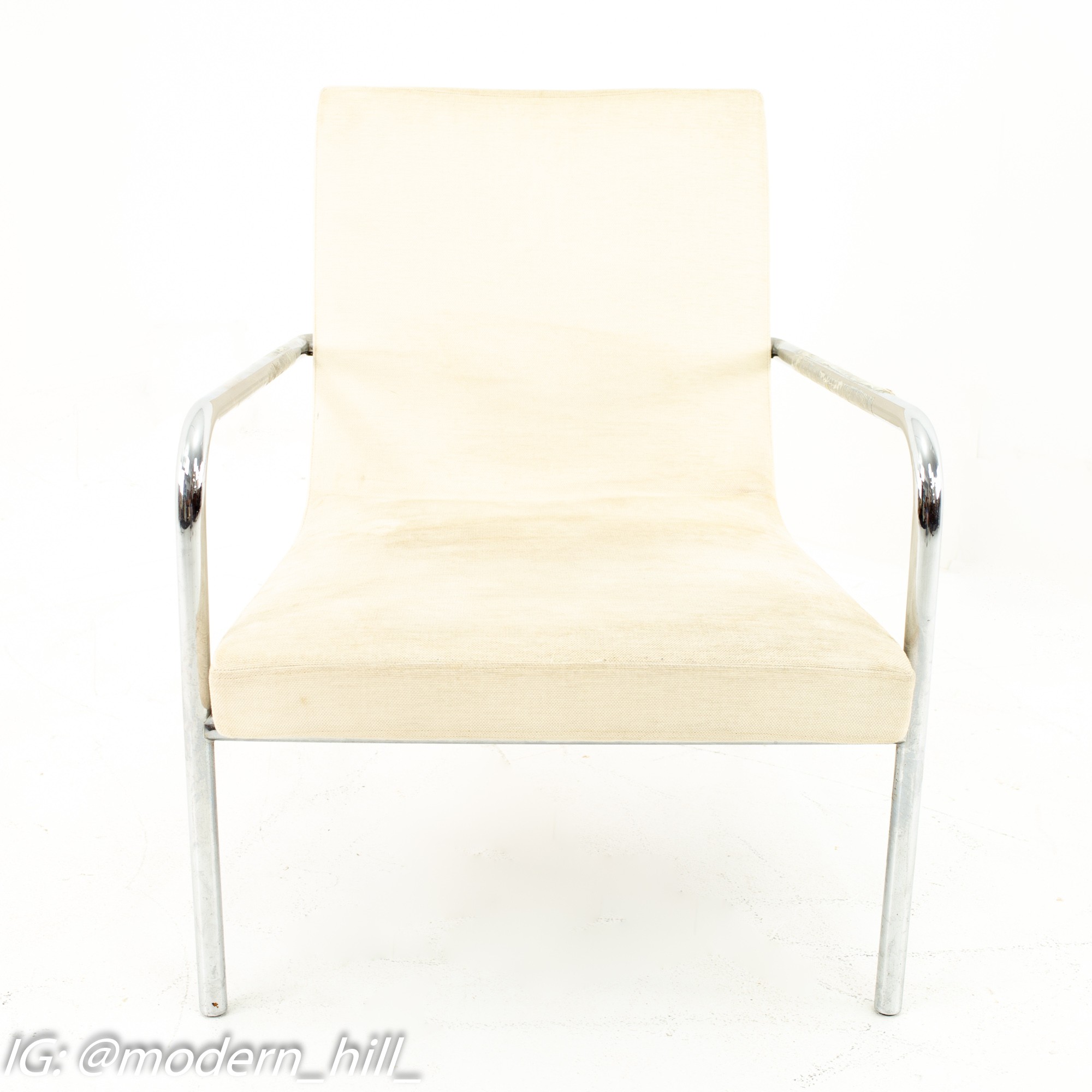 Milo Baughman Style Mid Century Scoop Chair - Pair