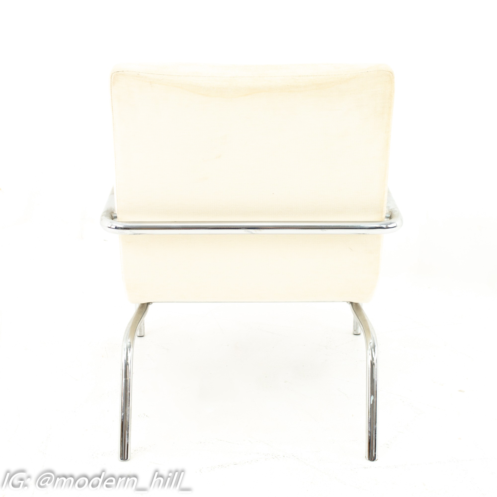 Milo Baughman Style Mid Century Scoop Chair - Pair