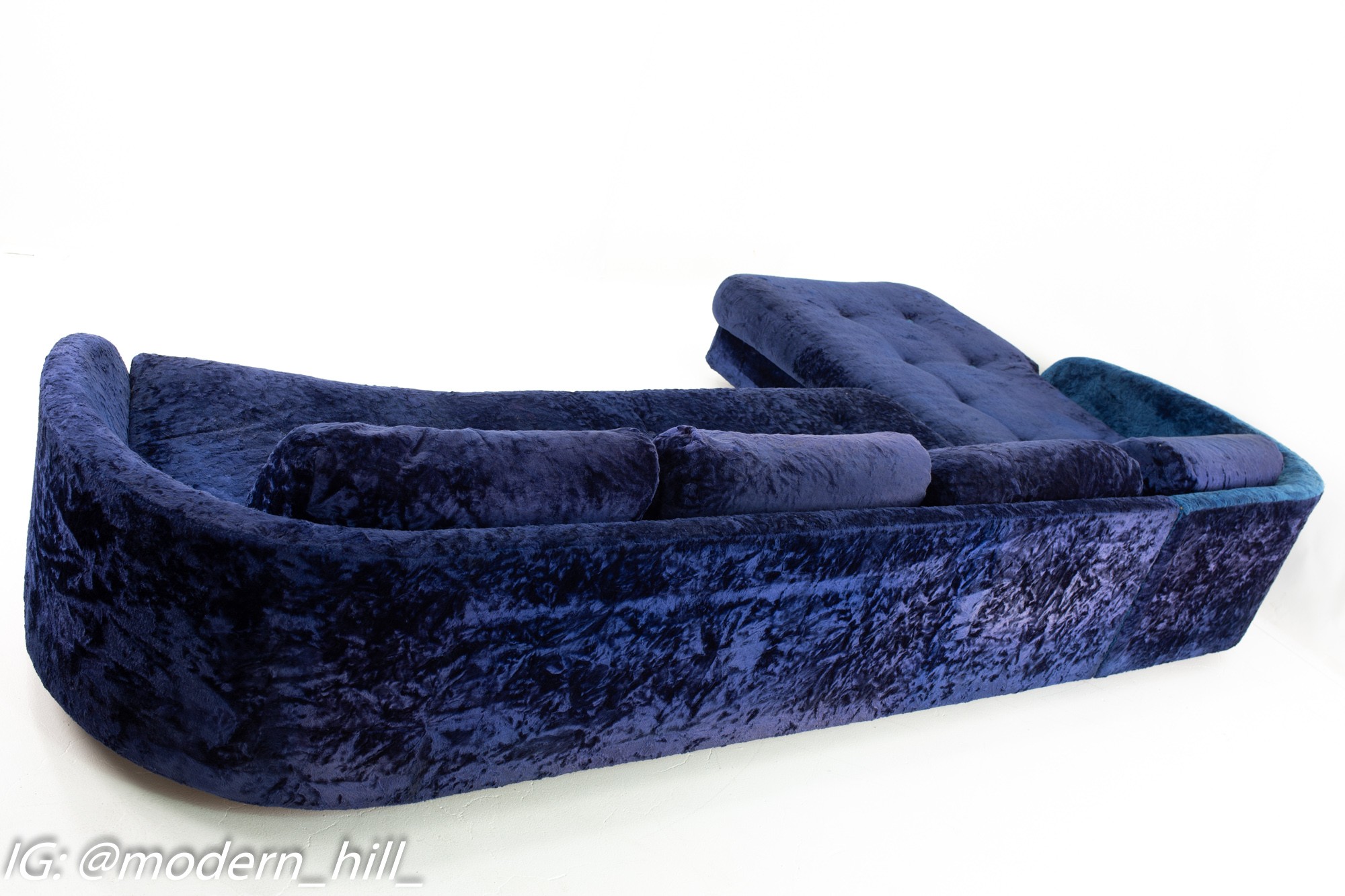 Adrian Pearsall Mid Century Blue Crushed Velvet Sectional
